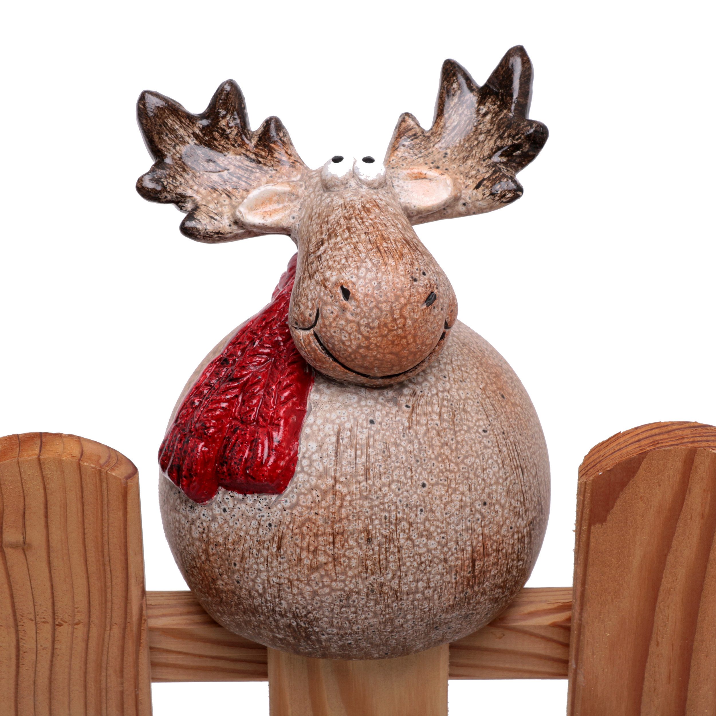 Annastore Dekofigur Zaunhocker Keramik Weihnachten Nikolaus Engel Elch Schneemann, Deko Figur für Zaun Regal Fensterbank Adventszeit