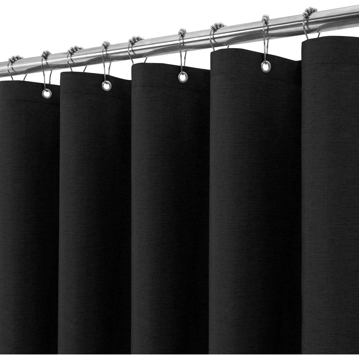 LuxusKollektion Duschvorhang Duschvorhang Metallringe Leinen - Schwarz H198 x B182 cm (1er Pack)