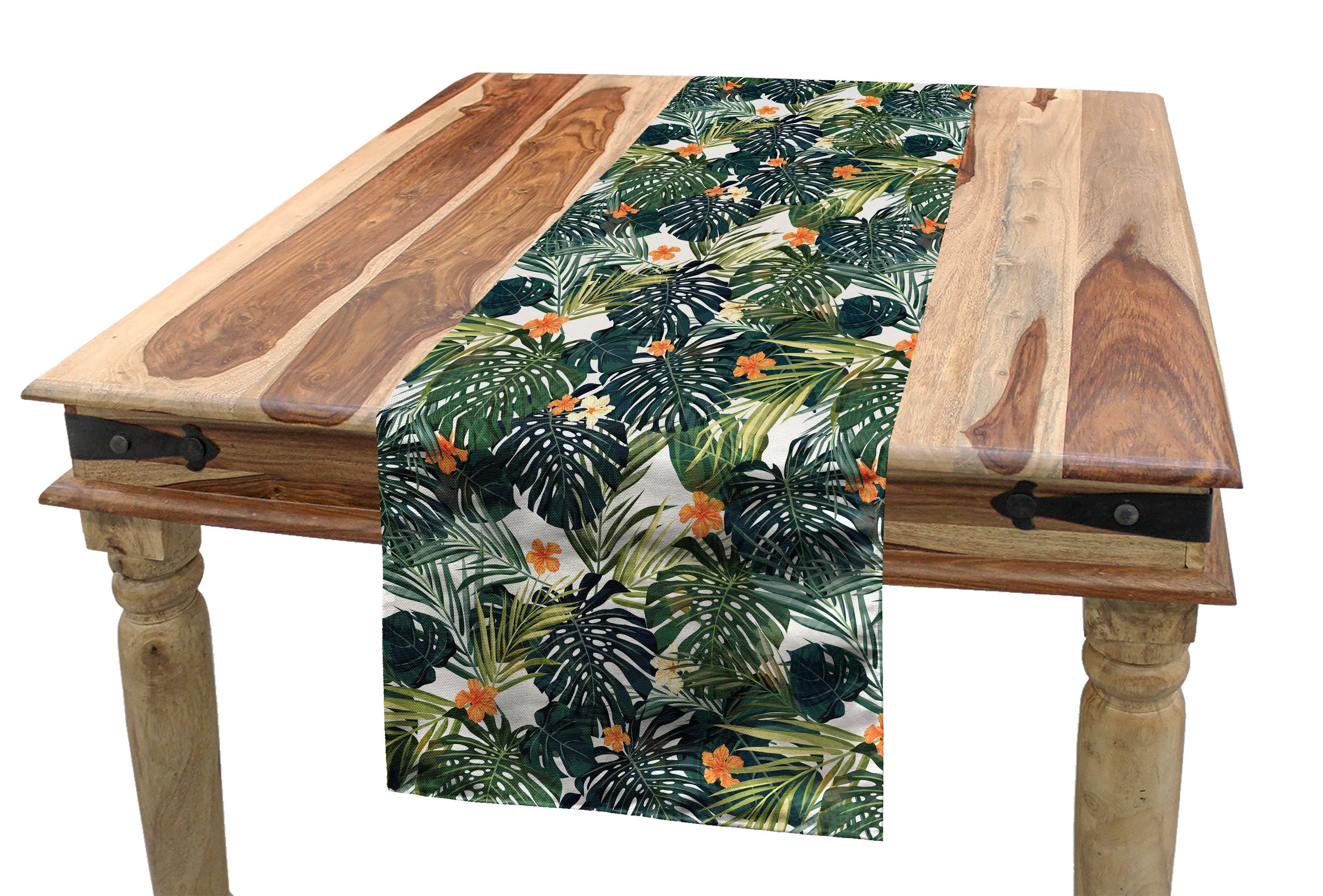 Abakuhaus Tischläufer Esszimmer Küche Rechteckiger Dekorativer Tischläufer, Hawaii Bunte Polynesien Pflanze