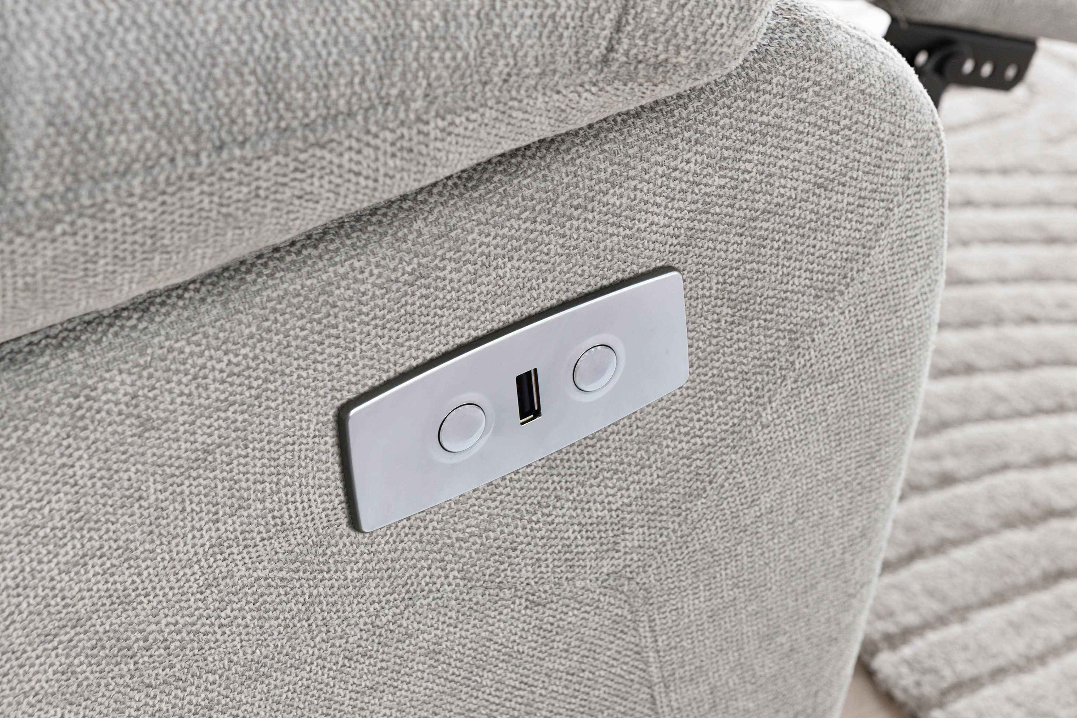 OTTO home Relaxsessel Lannilis mit Liegefunktion, Fernsehsessel, mit manueller und elektrischer Relaxfunktion, hellgrau
