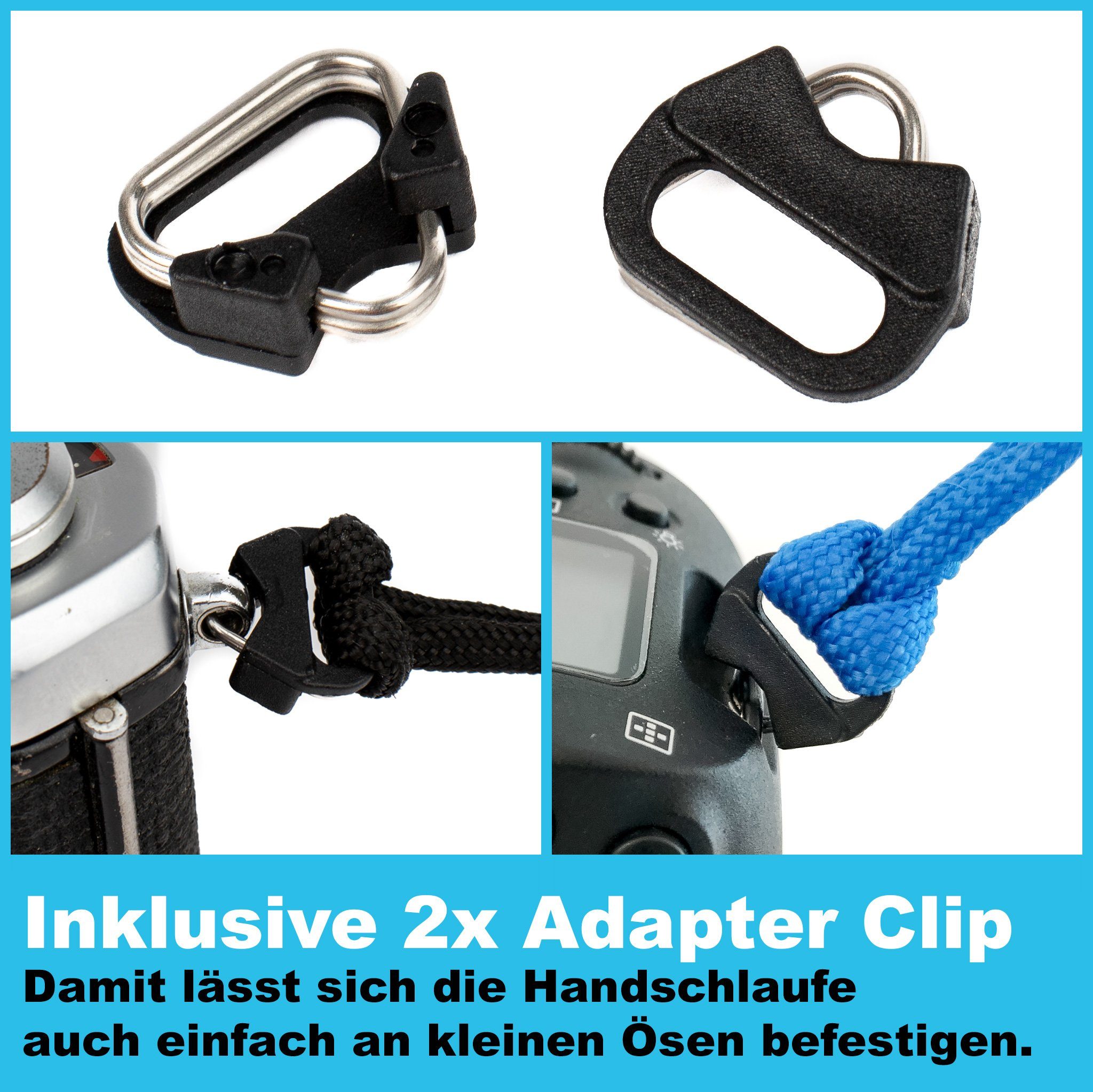 Lens-Aid Kamerazubehör-Set Handschlaufe Kordel Paracord zum Tragegurt. für Kamera: Kameragurt Schwarz Tragen Handgelenk Wrist-Band am DSLR