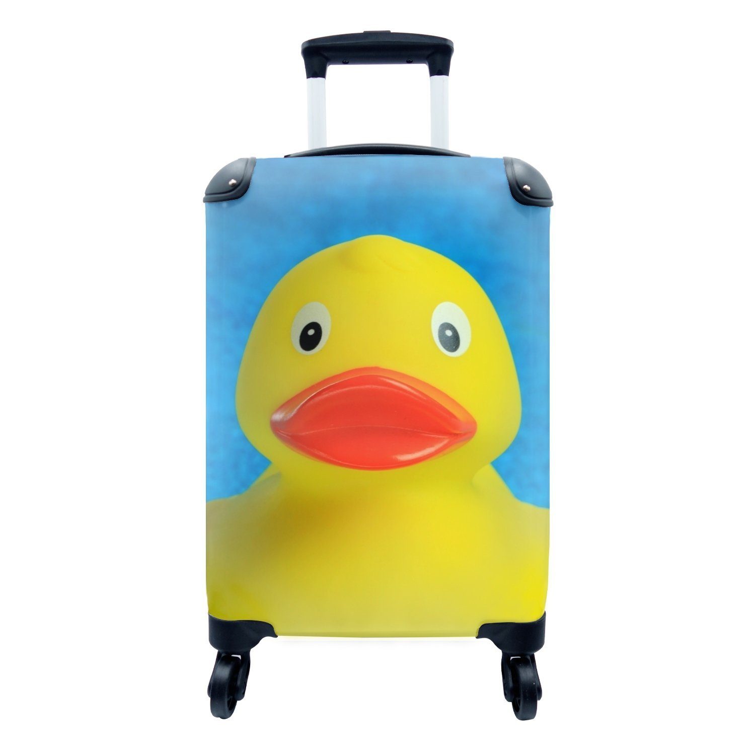 MuchoWow Handgepäckkoffer Gummi-Ente - Gelb - Blau, 4 Rollen, Reisetasche mit rollen, Handgepäck für Ferien, Trolley, Reisekoffer