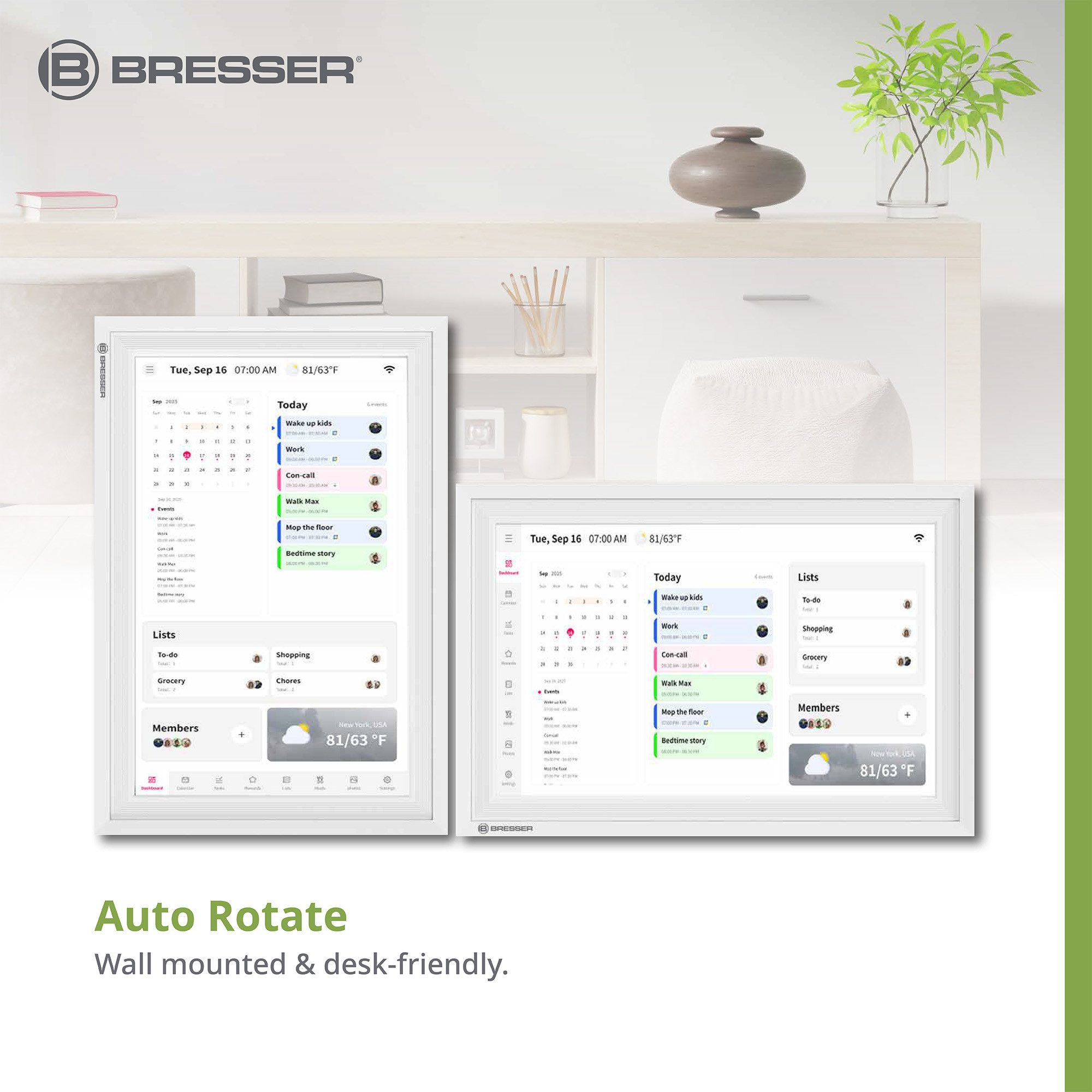 BRESSER BRESSER Digitaler Kalender MeteoPix Touch 10.1 Digitaler Bilderrahmen – Bild 5 von 5