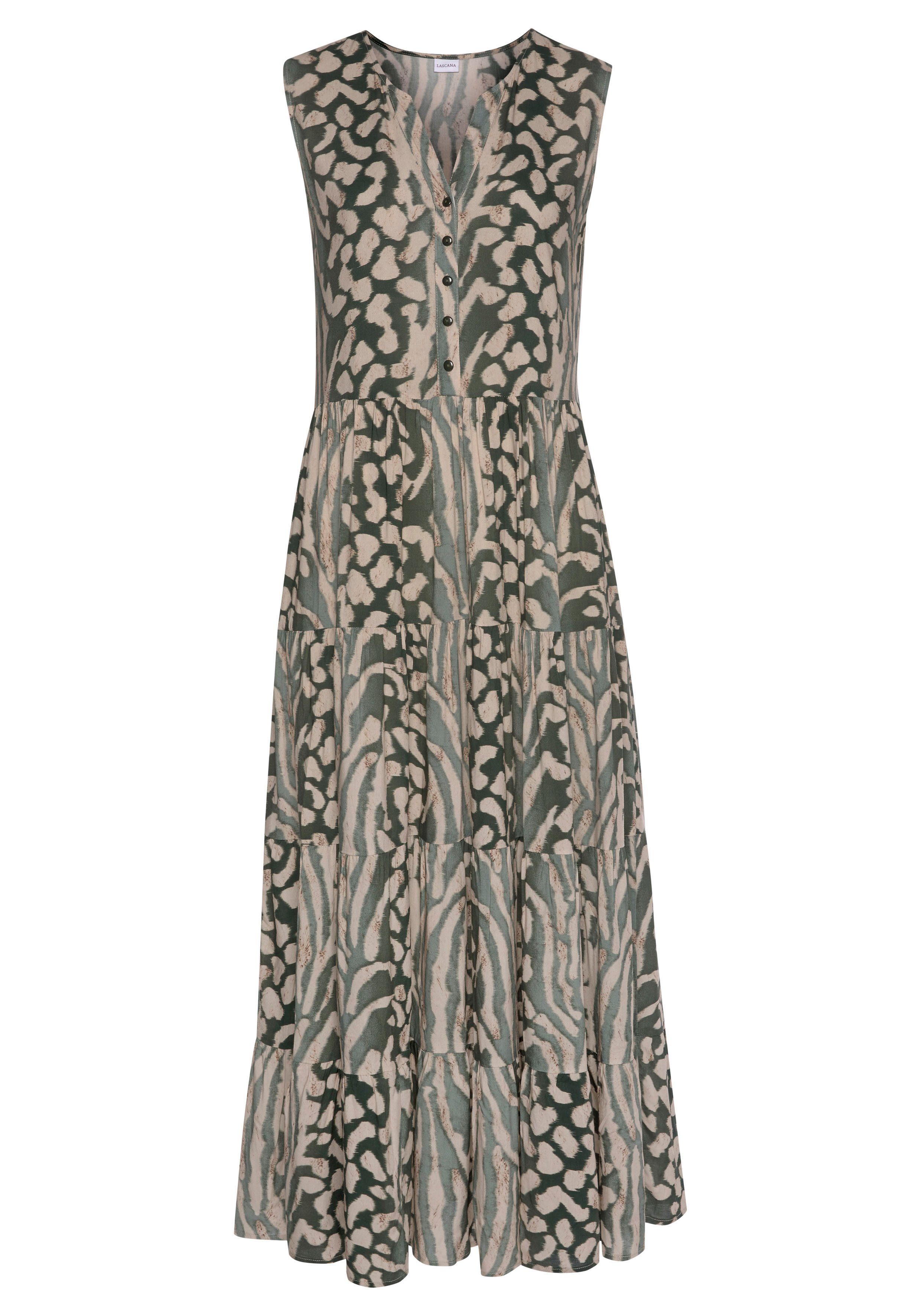 LASCANA Maxikleid mit Animalprint und Knopfleiste, günstig online kaufen