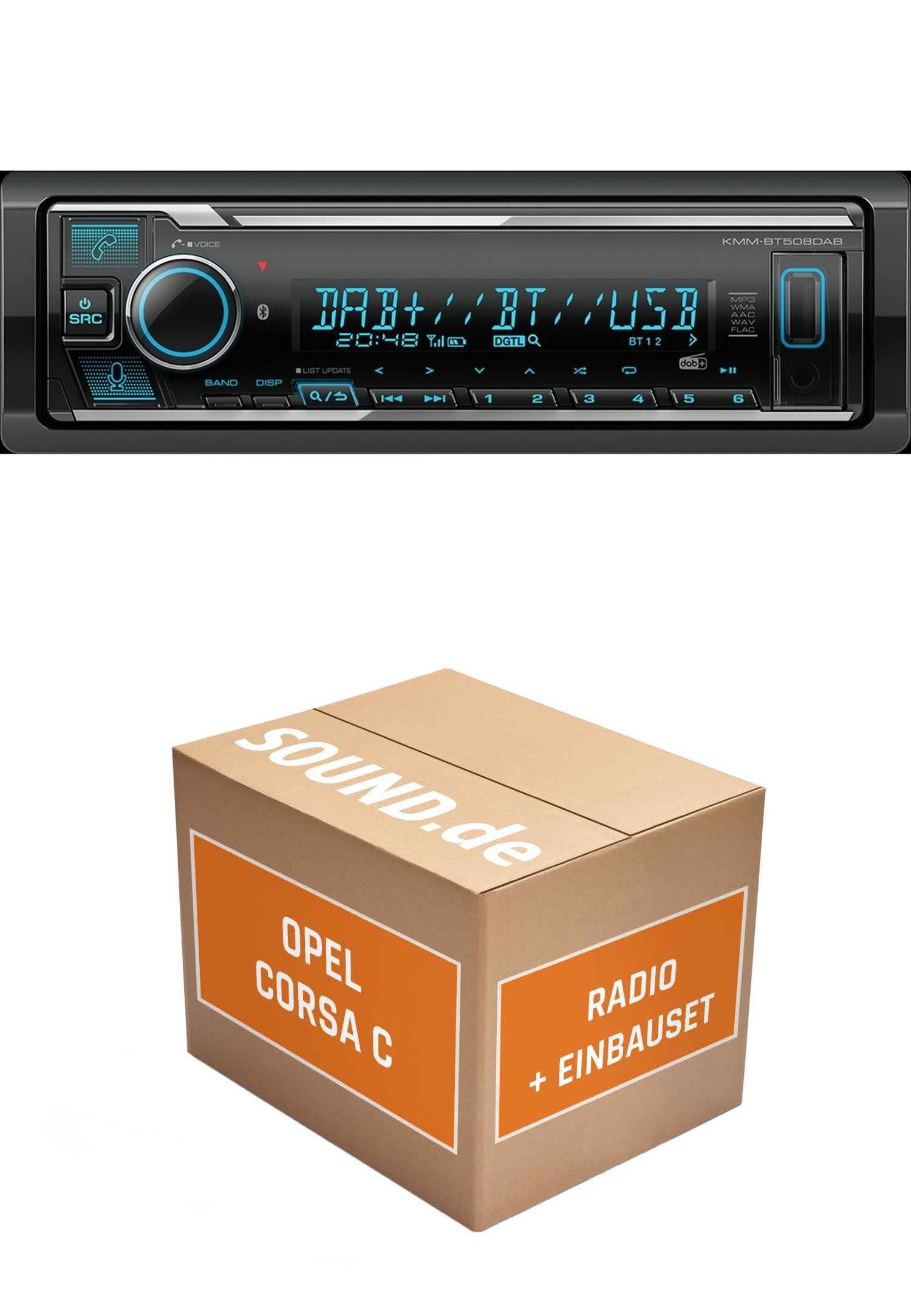 JUST SOUND best choice for caraudio Autoradio Kenwood KMM BT508 für Opel Corsa C CC 20 Schwarz Bluetooth Autoradio (RDS, AM/FM Radio, Animiertes Display, Freisprecheinrichtung, 1 DIN)