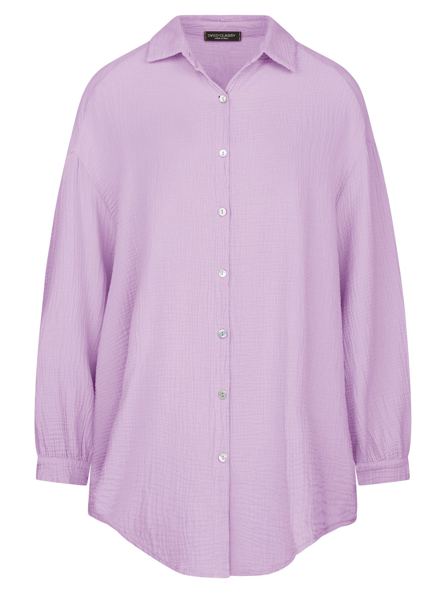 SASSYCLASSY Longbluse Oversize Musselin Bluse Damen günstig online kaufen