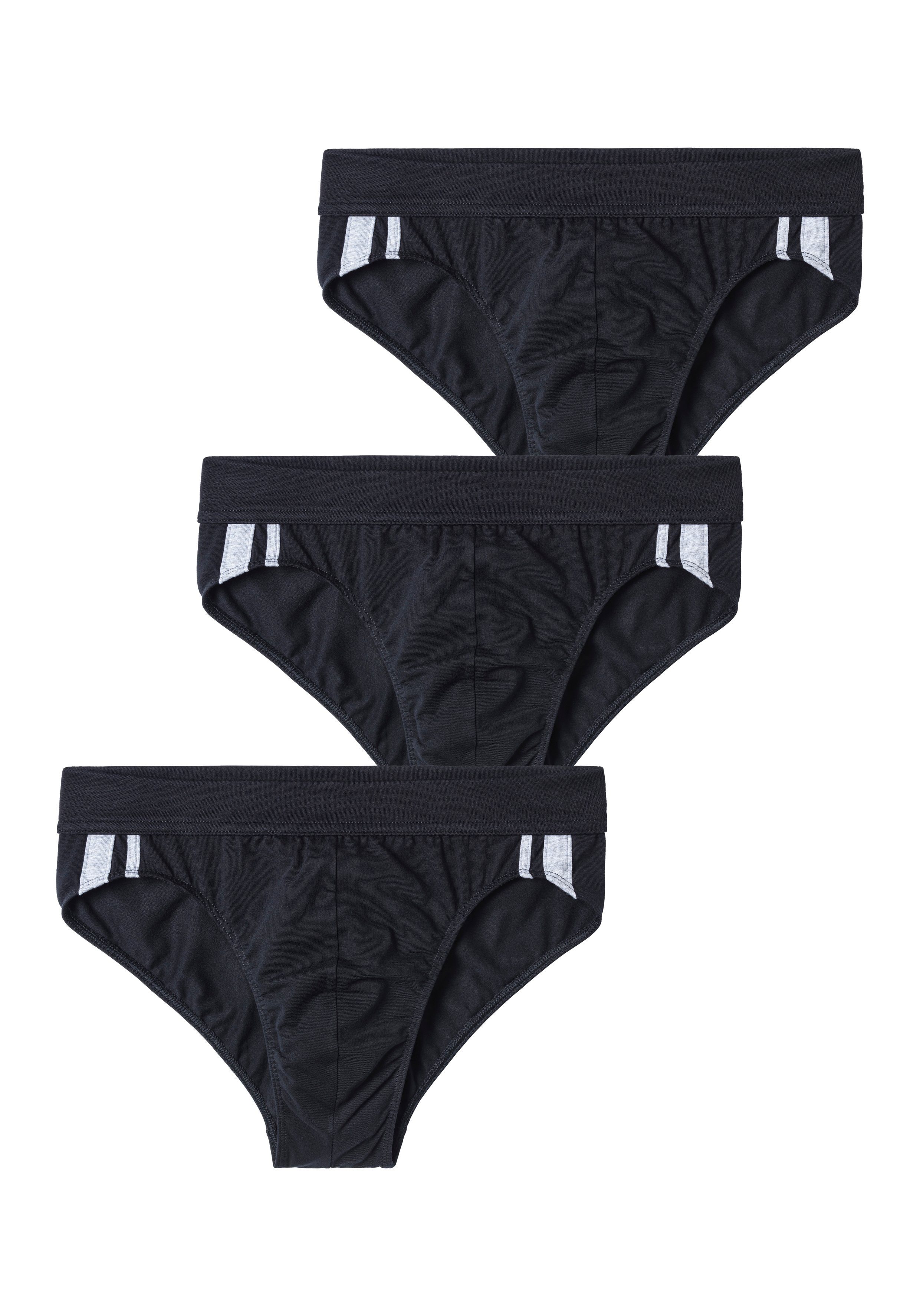 Schiesser Slip Kontrast-Paspeln 3x schwarz mit (3er-Pack)