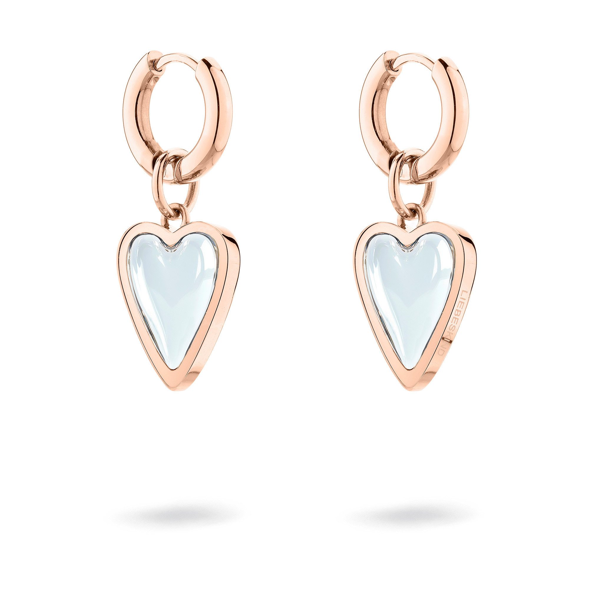 Paar Creolen Schmuck Ohrringe mit abnehmbaren Herz-Einhängern Glass Heart