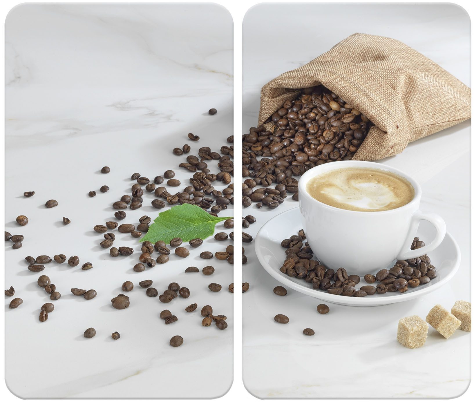 Maximex Herd-Abdeckplatte Universal Modell CAFÉ AROMATICA, Glas, Kunststoff, (Set, 2 tlg), für Induktions-, Glaskeramik-, Elektro- und Gasherde, höhenverstellbar
