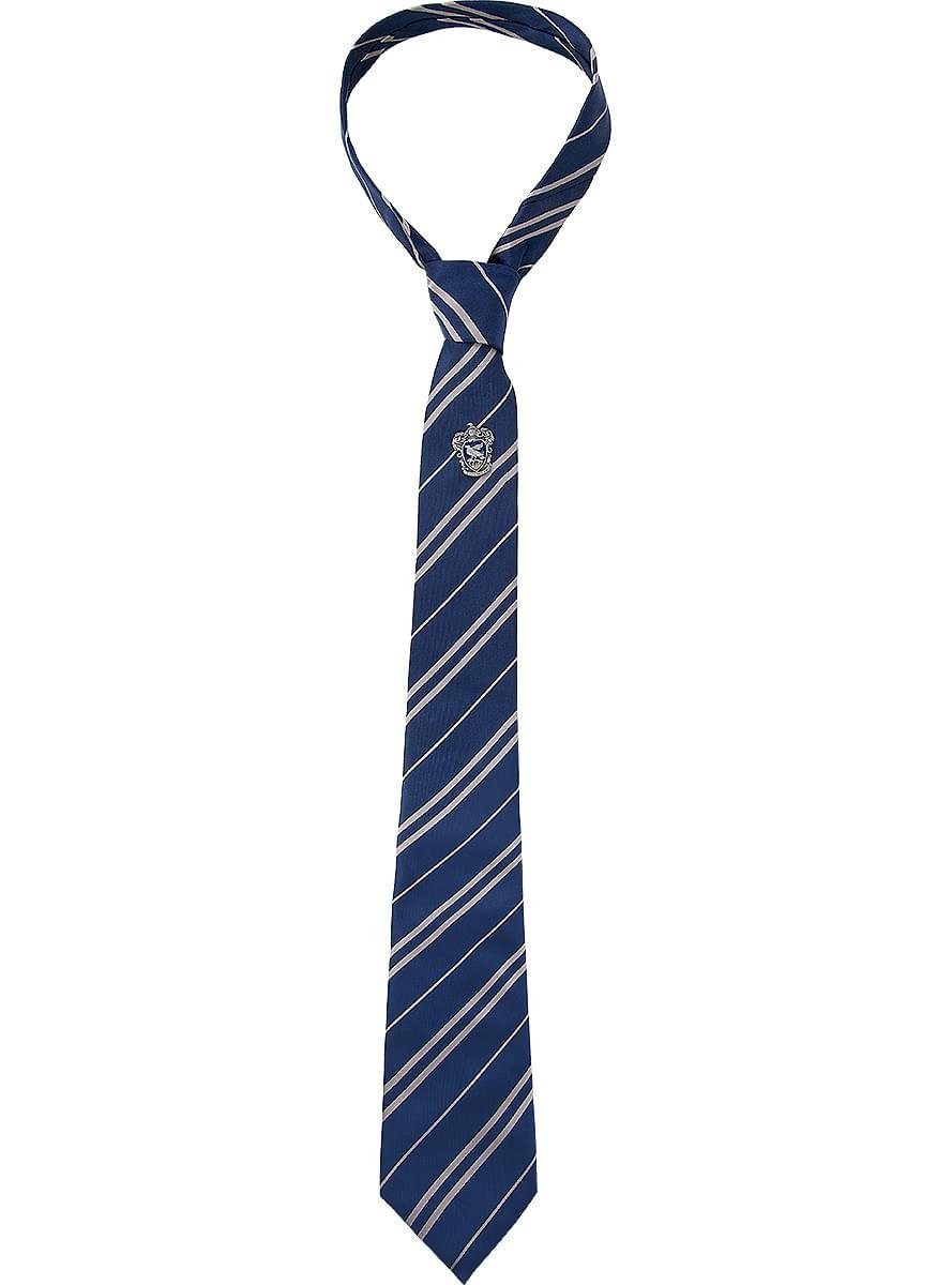 Funidelia Zauberer-Kostüm Harry Potter – Ravenclaw Krawatte mit Anstecknadel, Hochwertige Krawatte mit dem Logo des Hauses Ravenclaw als Anstecker