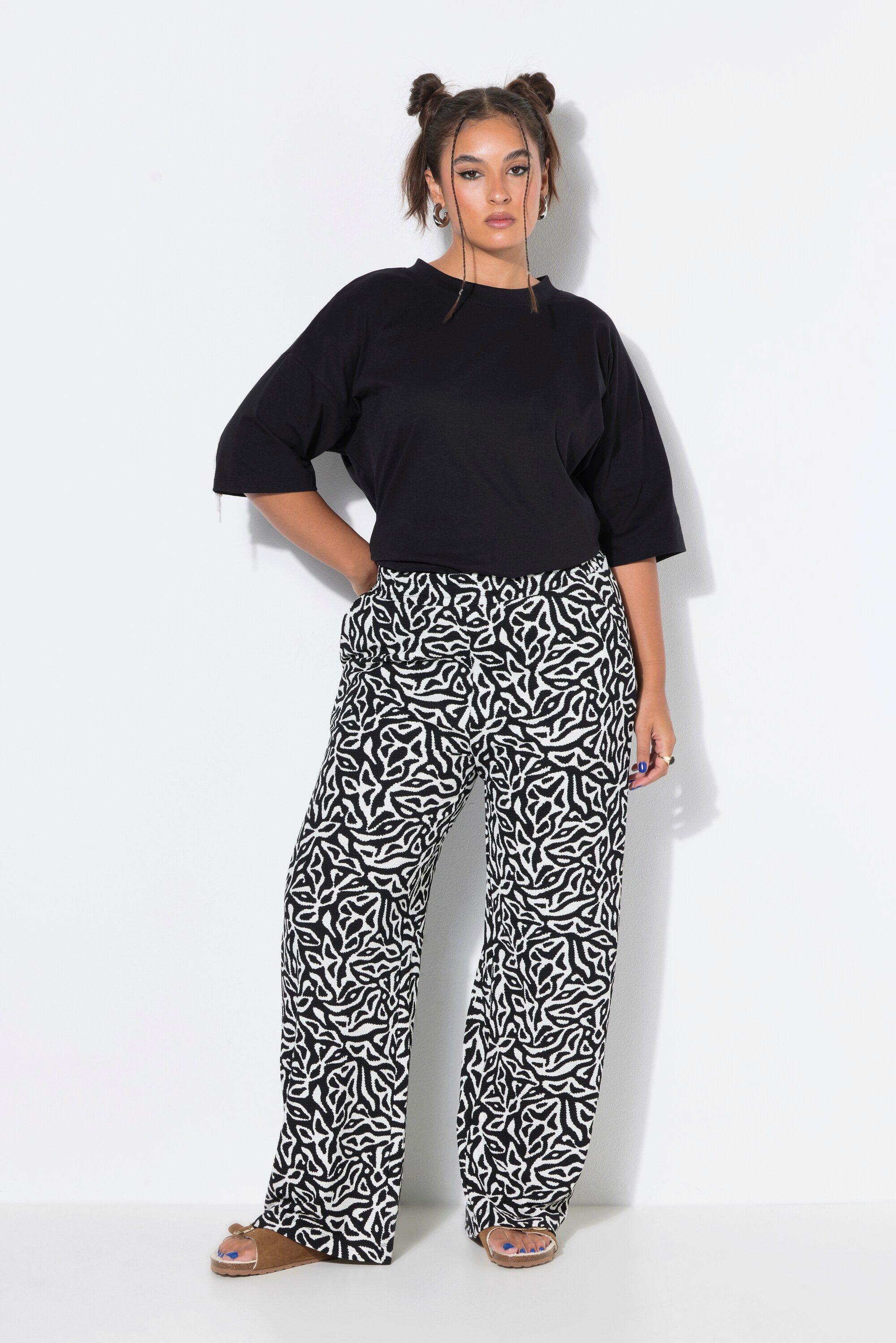 Studio Untold Schlupfhose Hose Wide Legs Alloverprint Elastikbund – Bild 4 von 4