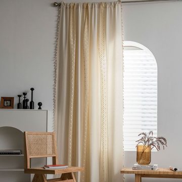 Vorhang Kurzer Vorhang Beige Blickdichte Baumwolle Bauernhaus Fenster, GelldG