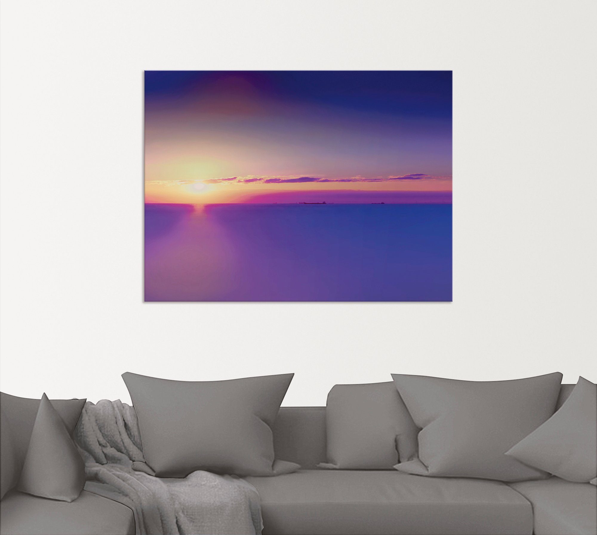 Atlantischer Ozean, Sonnenuntergang Leinwandbild, Poster St), in oder Alubild, Größen Gewässer Wandaufkleber Artland versch. Wandbild (1 als