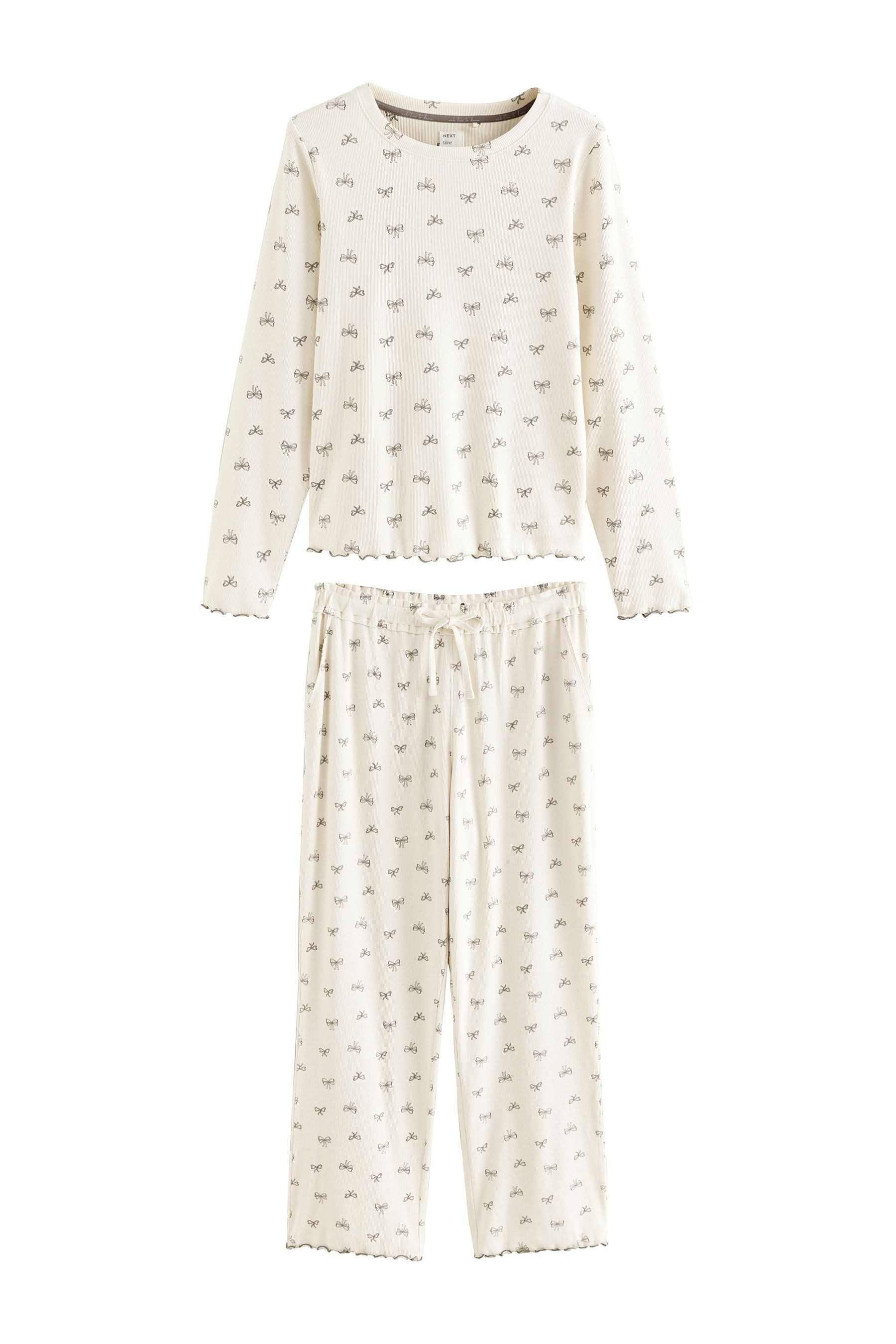 Next Pyjama Gerippter Langarm-Pyjama (2 tlg) günstig online kaufen