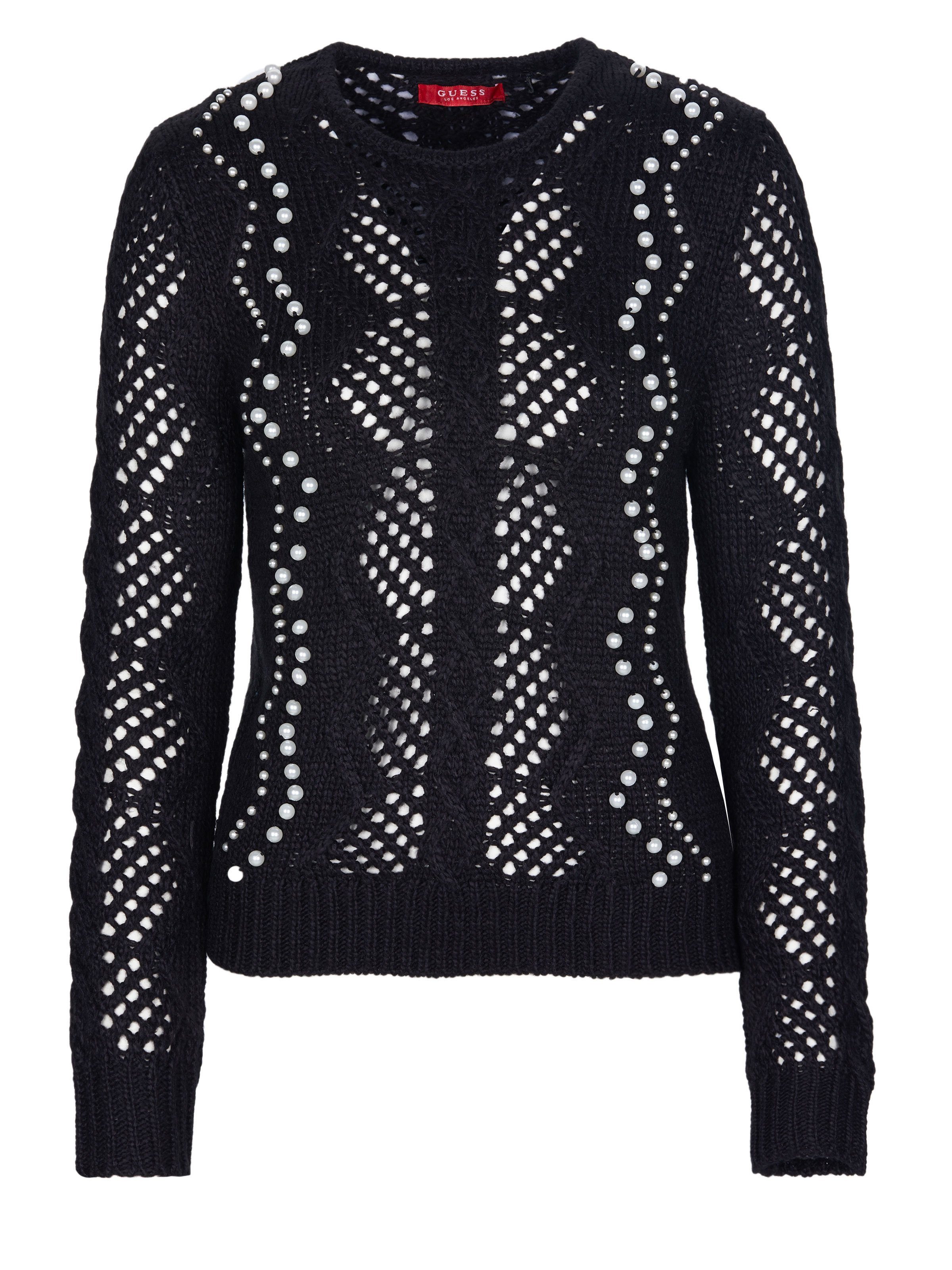 Guess Strickpullover GUESS Pullover schwarz