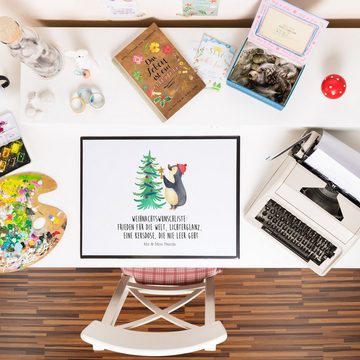 Mr. & Mrs. Panda Schreibtischunterlage Pinguin Weihnachtsbaum - Weiß - Geschenk, Winter, Bürobedarf, Büroart, (1 tlg)