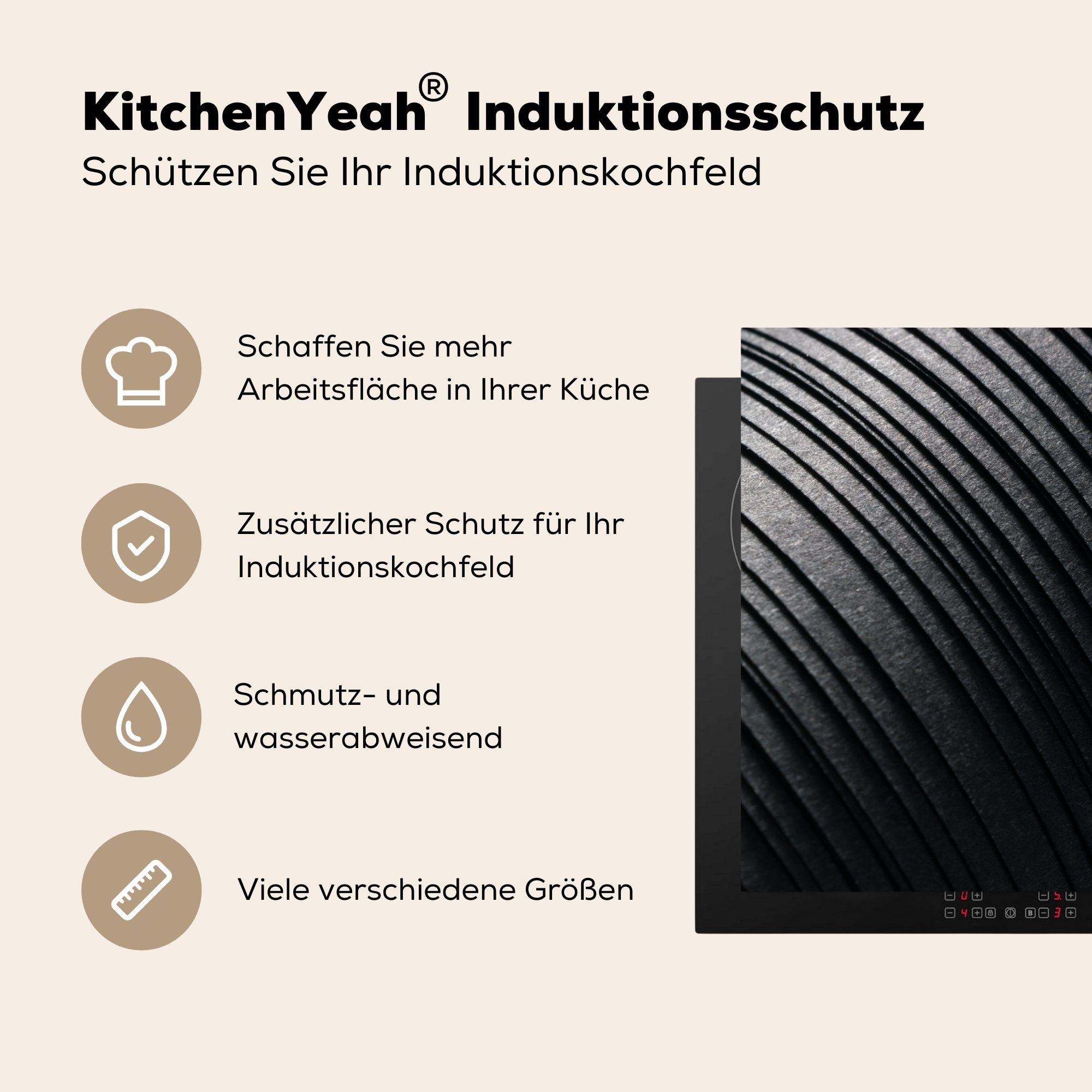 Induktionskochfeld MuchoWow Vinyl, (1 - Papier cm, Ceranfeldabdeckung tlg), Abstrakt, Herdblende-/Abdeckplatte Schutz die für 81x52 küche, - Farbton