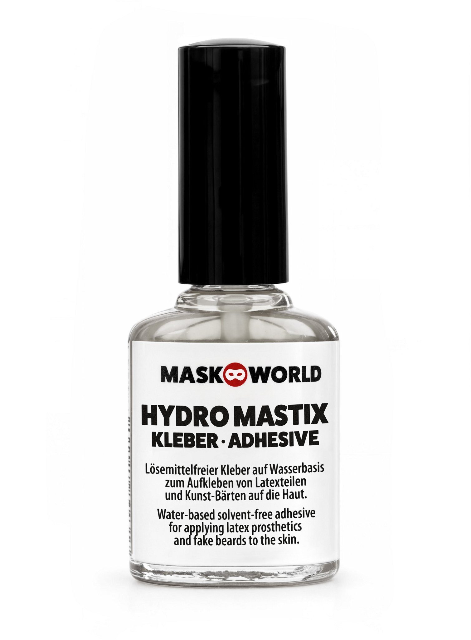 Maskworld Theaterschminke Hydro Mastix Hautkleber 10ml Pinselflasche, Lösemittelfreier Kleber auf Wasserbasis