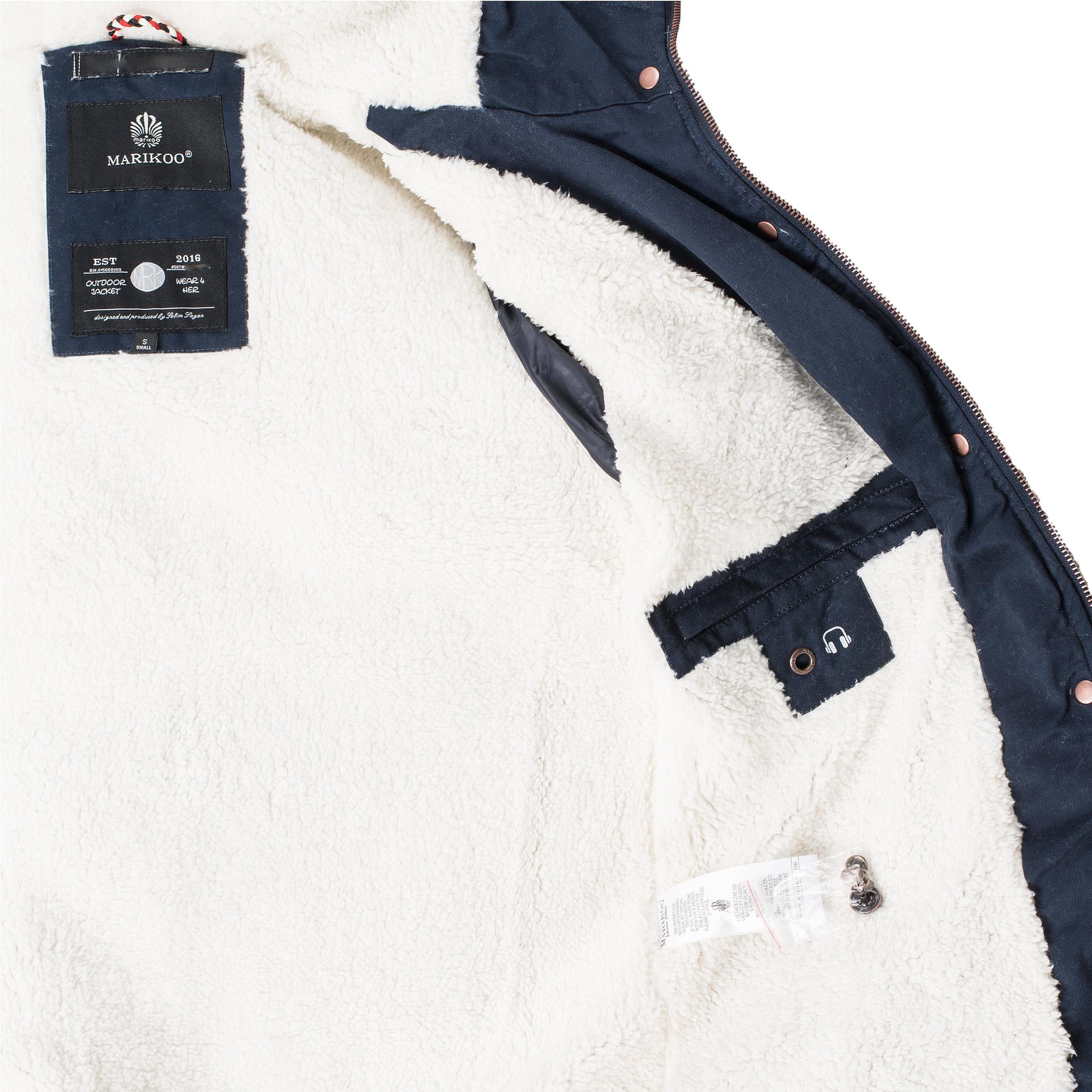 Marikoo Winterjacke Manolya stylischer Kurzmantel mit weichem Teddyfell-Futter