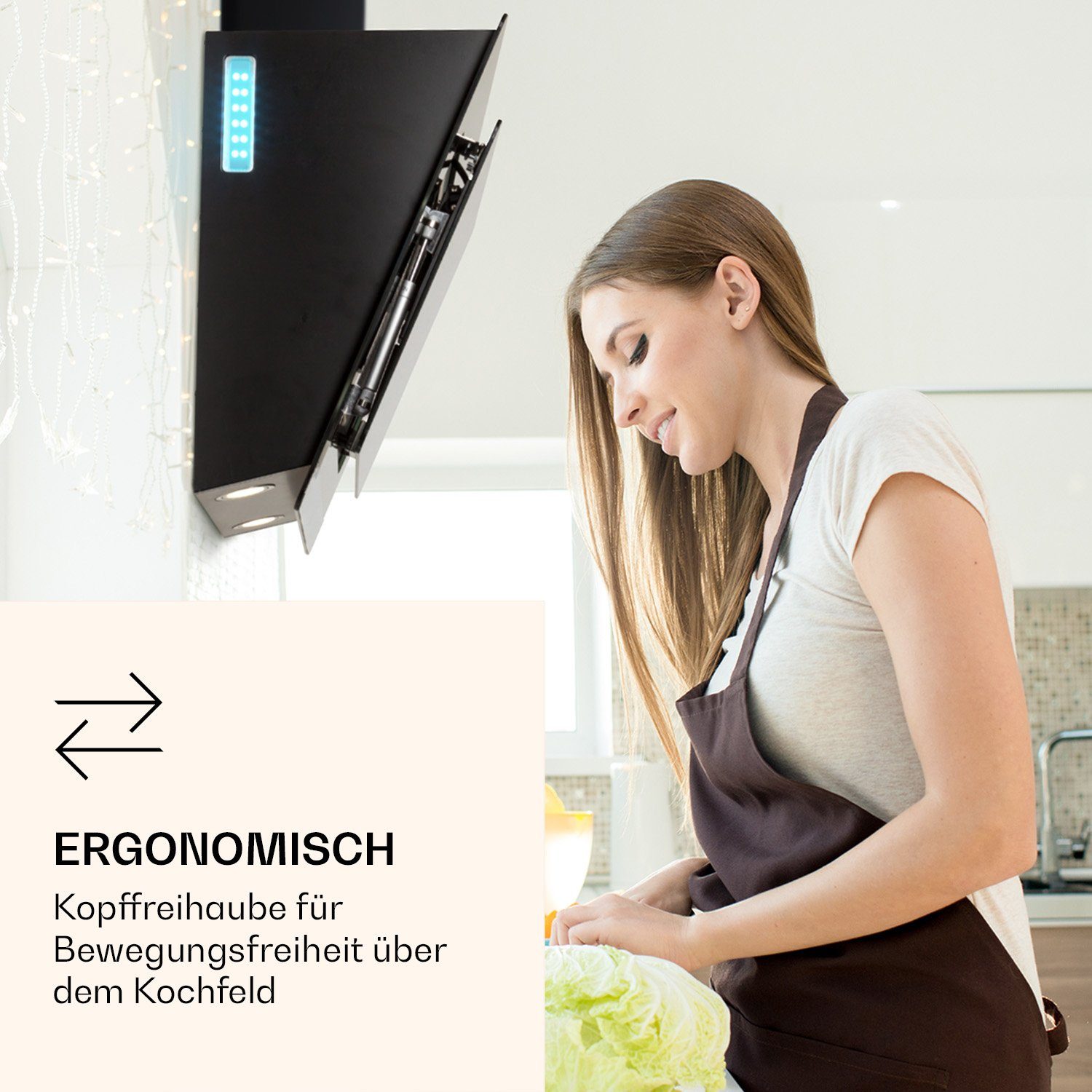 Klarstein Deckenhaube Aurora Smart Aurora Smart, Abzugshaube kopffrei Abluft Haube Umluft Umlufthaube Kopffreihaube