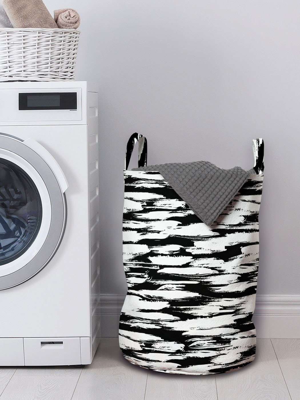 Wäschekorb Retro Waschsalons, Kordelzugverschluss Griffen mit für Abakuhaus Mutige Wäschesäckchen Muster-Grafik