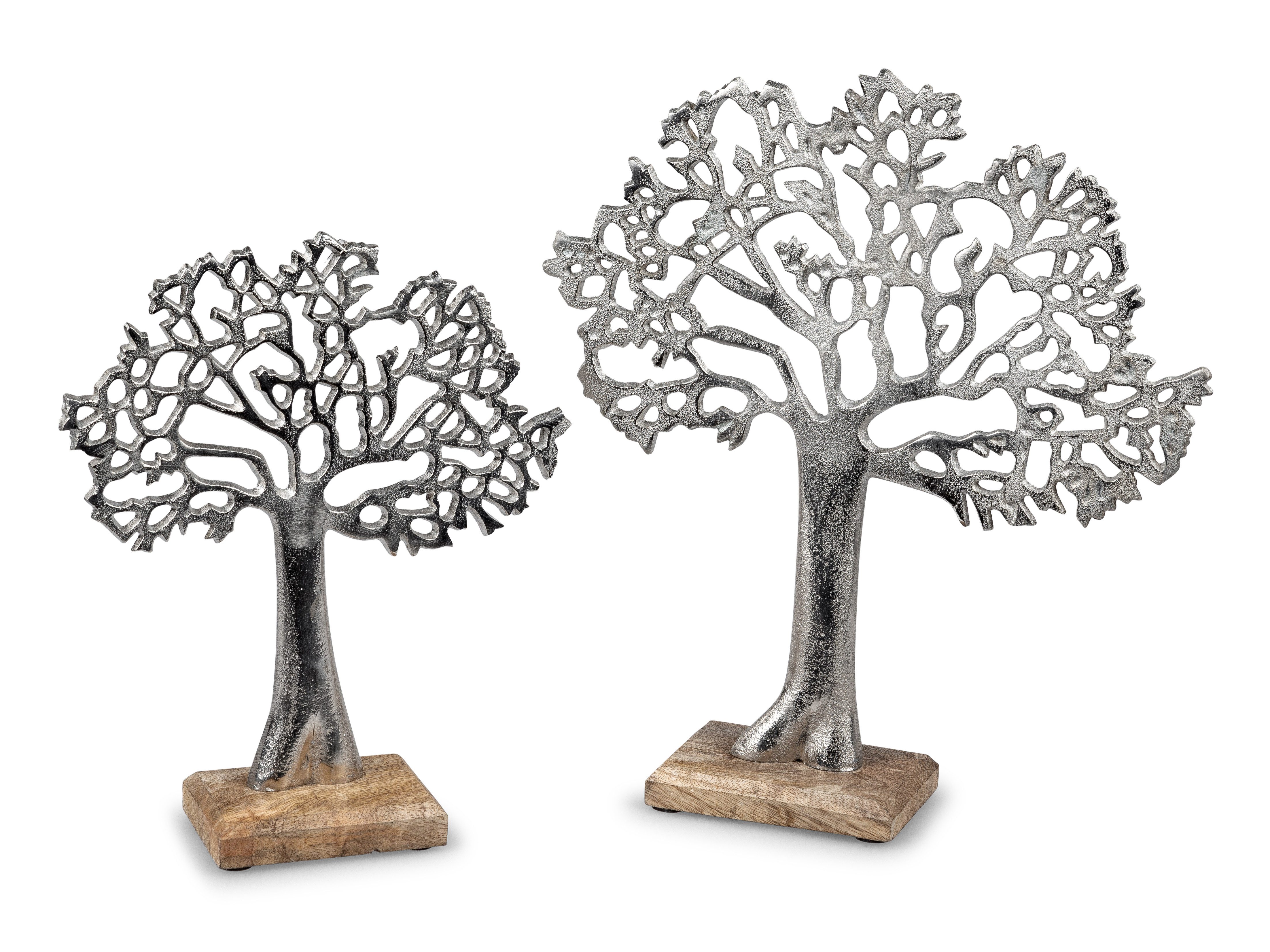 formano Skulptur Alu Mangoholz, Höhe: 27cm, Farbe: Silber, Motiv: Baum