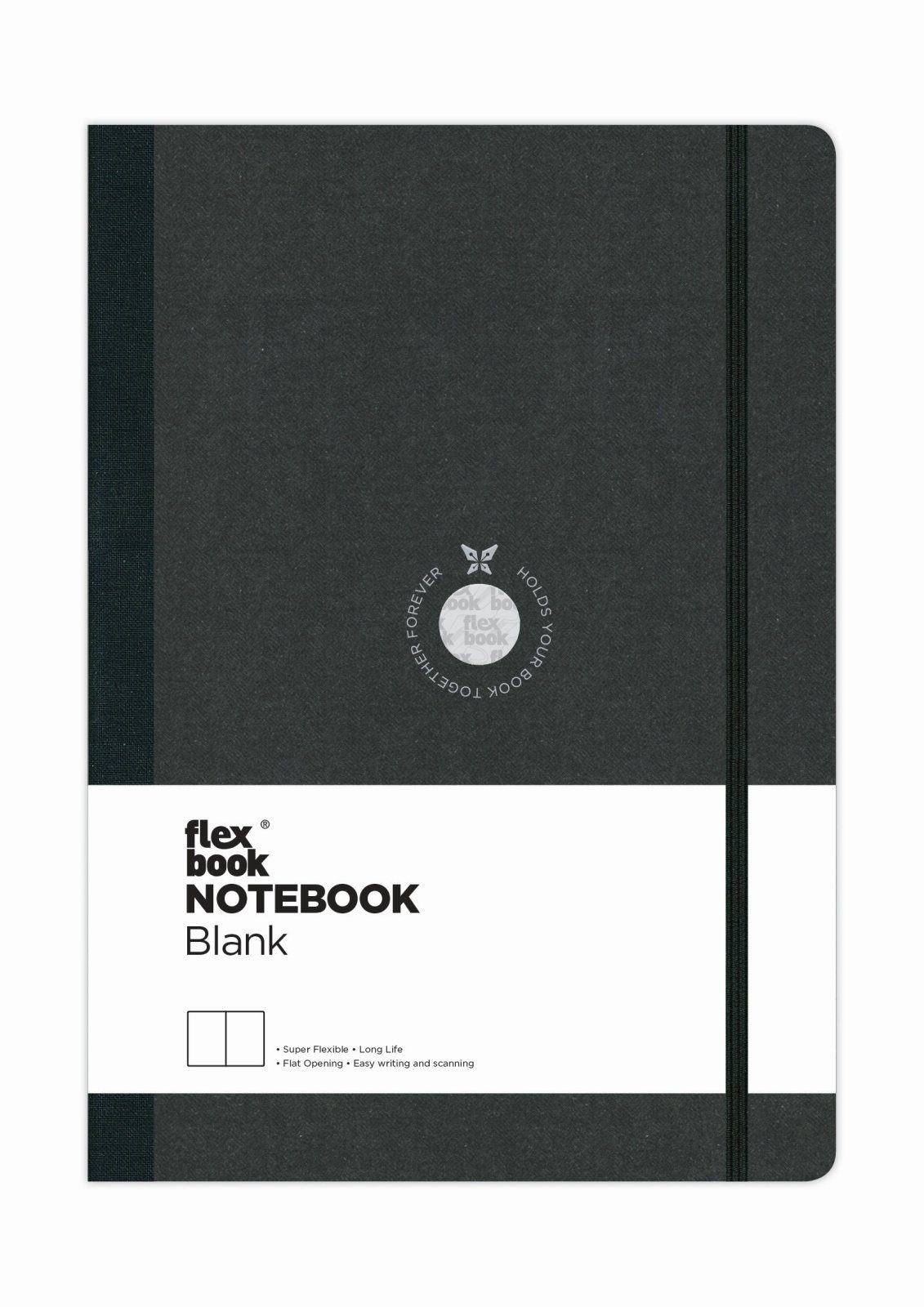 Flexbook Notizbuch Flexbook Globel Notizbuch blanko/linierte Seiten Elastikband verschied Schwarz
