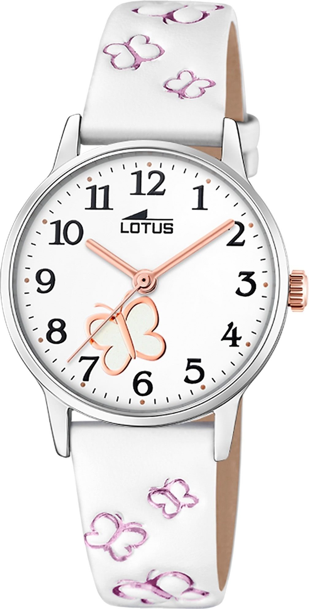 Lotus Chronograph Lotus Kinderuhr Leder weiß Lotus Classic, (Chronograph), Kinder Armbanduhr rund, klein (ca. 30mm), Edelstahl