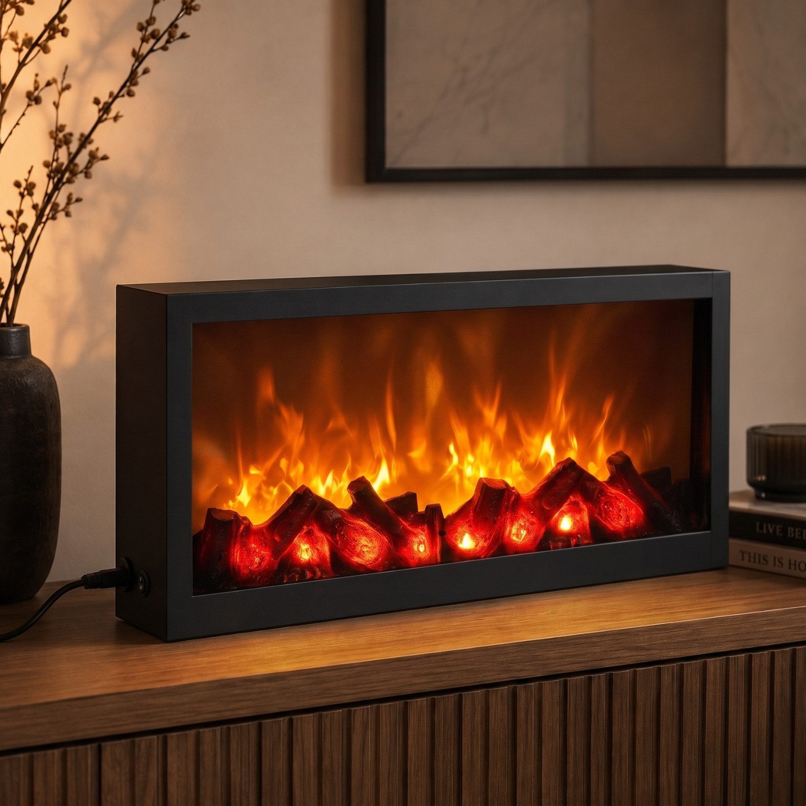 TWILUX Elektrokamin Dekorativer LED-Kamin, aus Metall, 10 x 57 x 25 cm – Bild 2 von 2