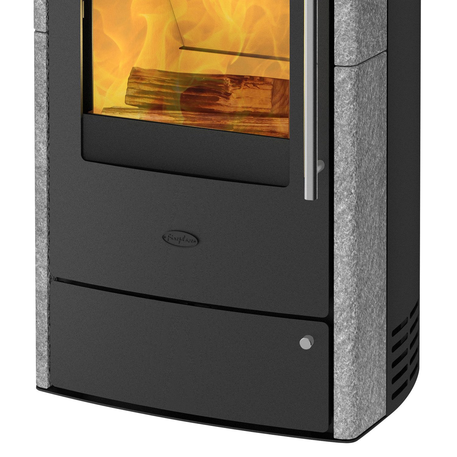 Fireplace Kaminofen Fireplace Torino Dauerbrandofen Stahl Schwarz Speckstein, 6 kW, Kaminofen