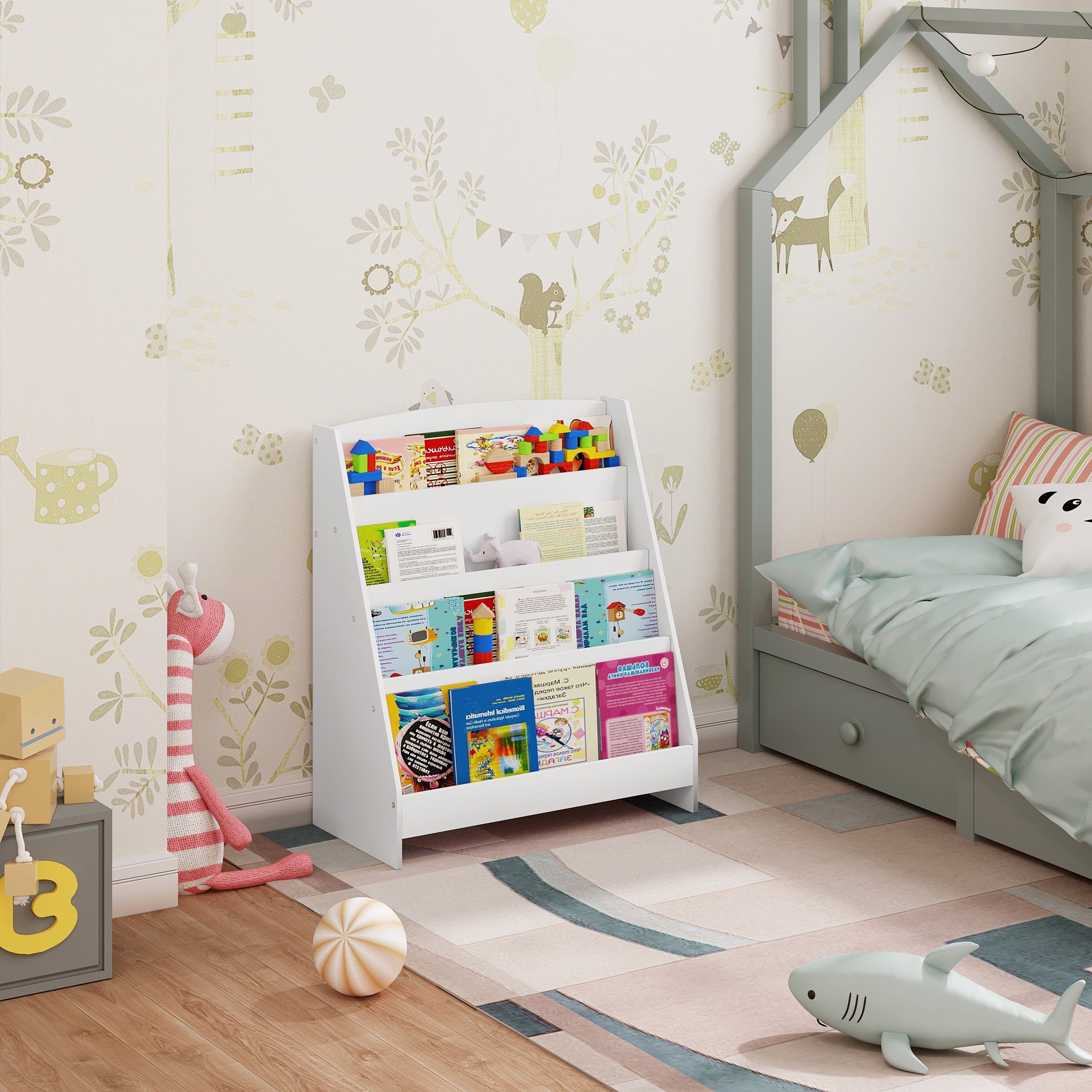 EUGAD Kinderregal, 1-tlg., Bücherregal mit 4 offenen Fächer aus MDF günstig online kaufen