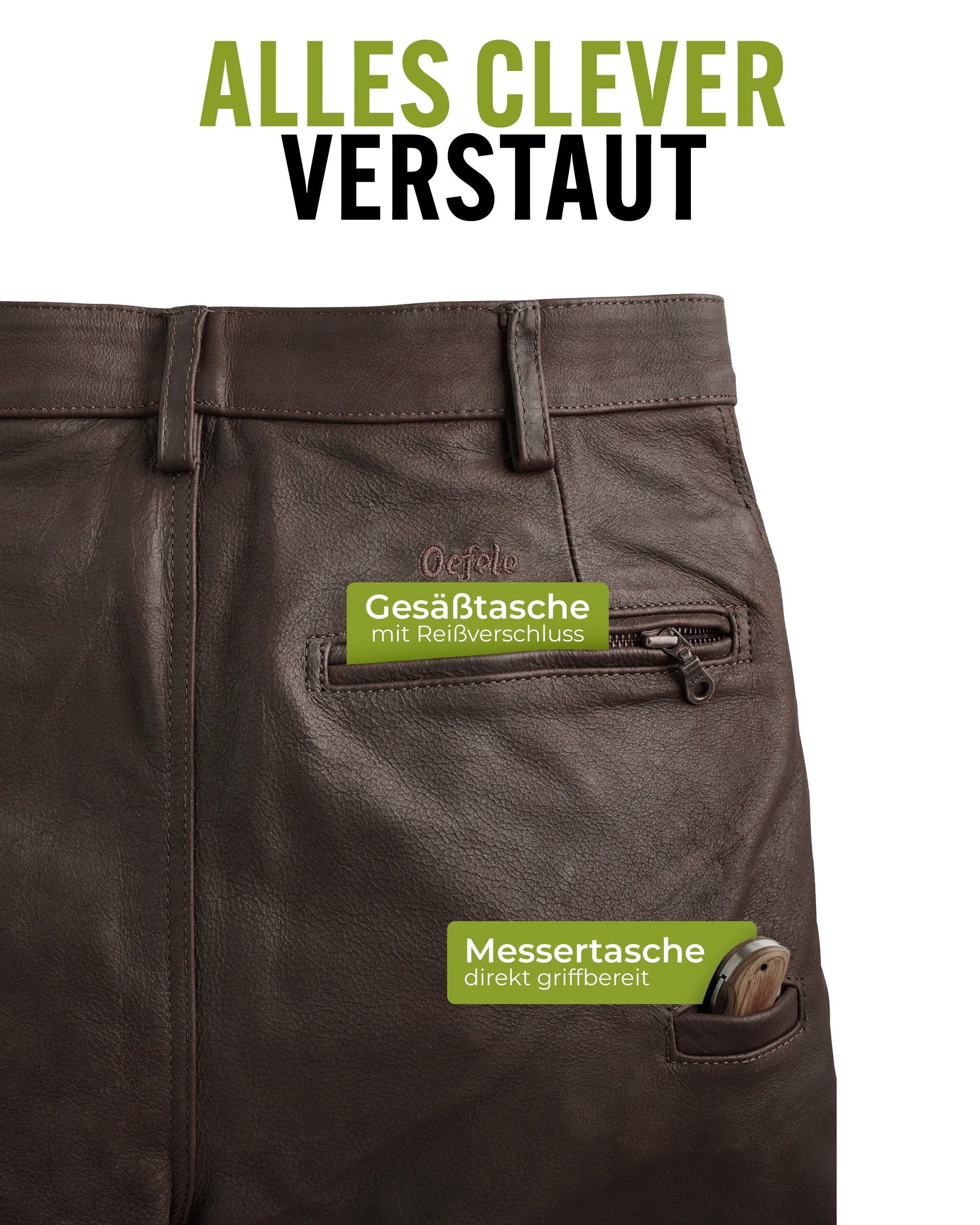La Chasse® Lederhose Jagd Lederhose aus Büffelleder Herren strapazierfähig Büffellederhose – Bild 4 von 5
