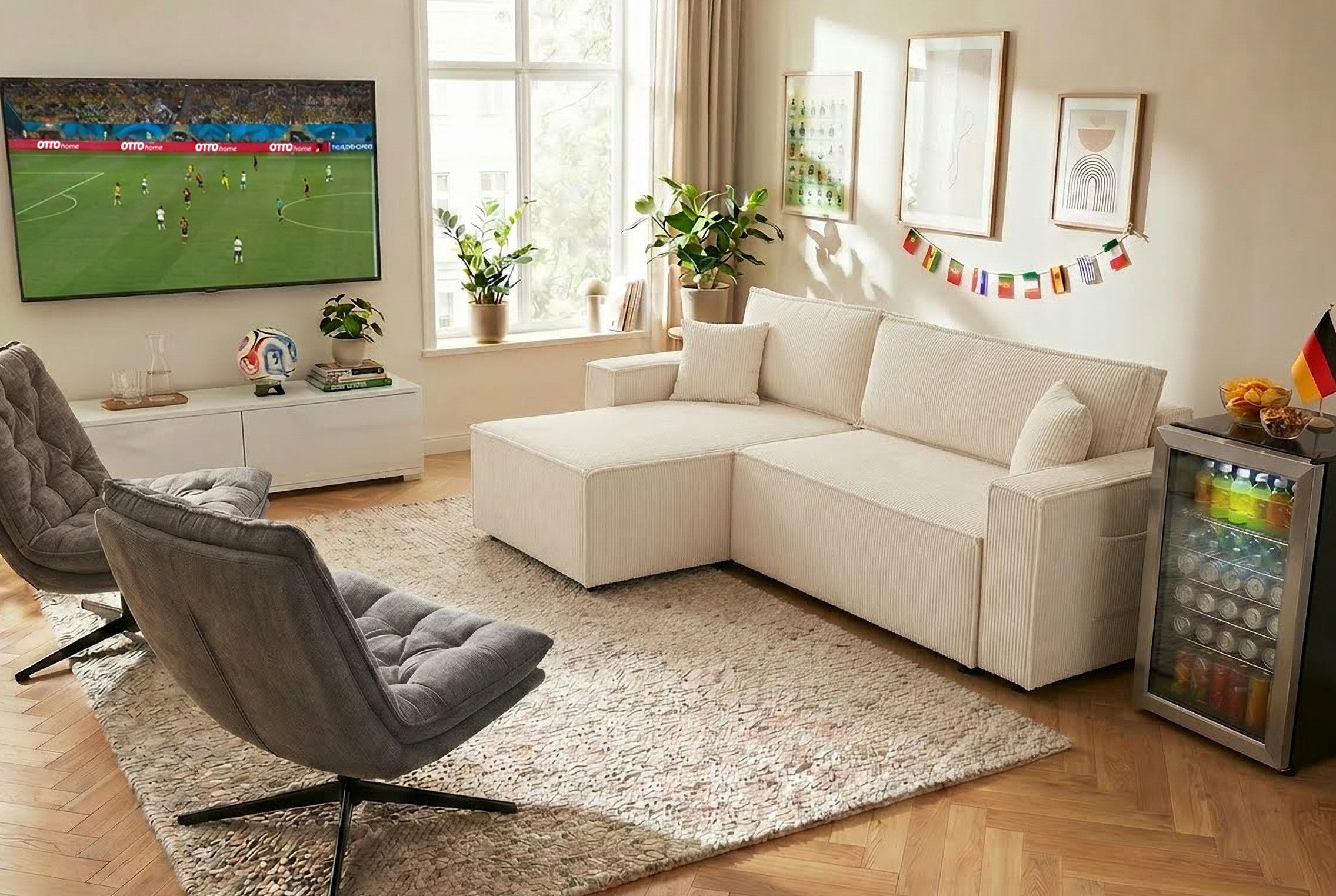 OTTO home Ecksofa CASSI L-Form, 241cm - OTTO. Verlässliche Qualität., Schlaffunktion (133/200), Bettkasten, Cord, Unser Tiefpreis