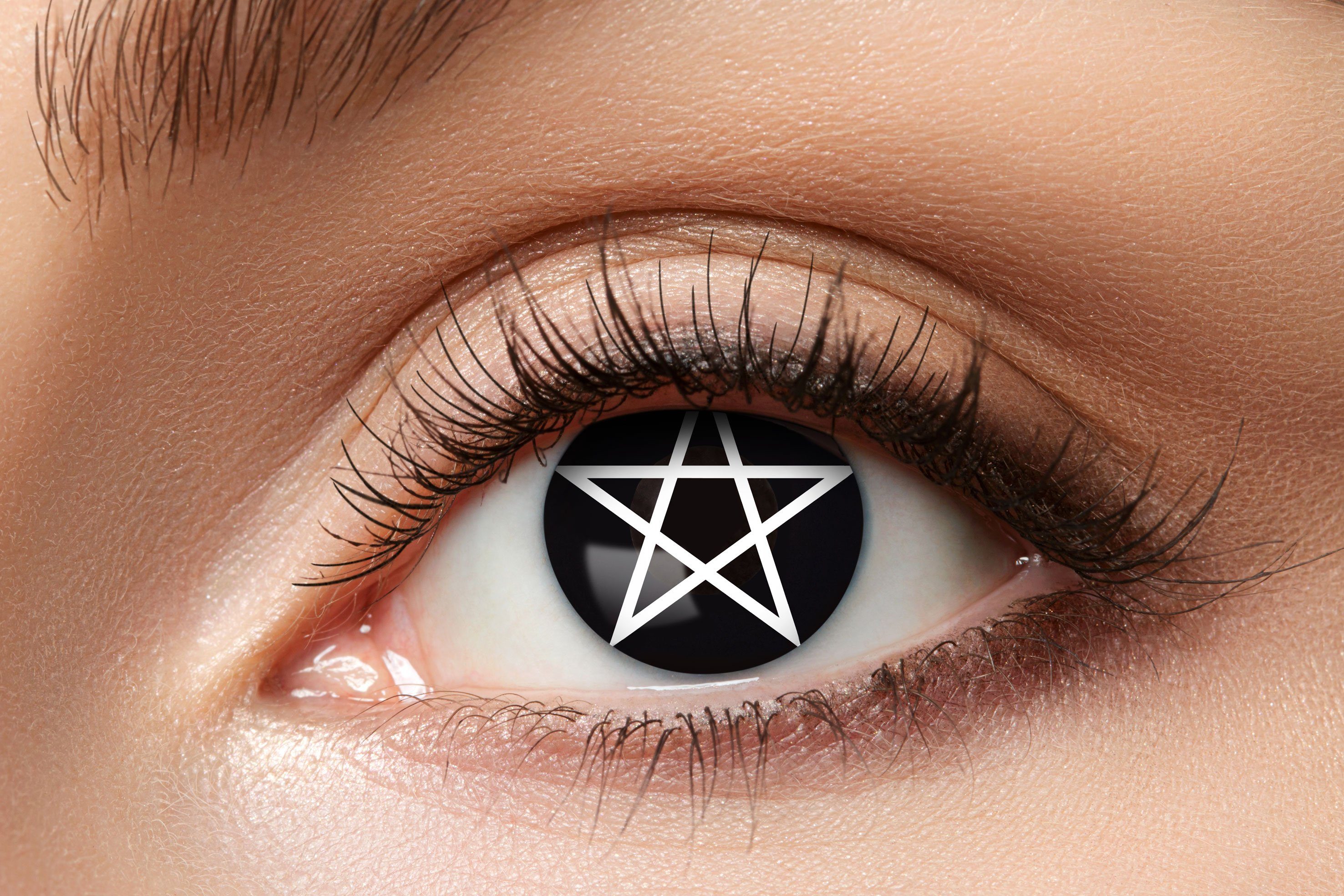 Farblinsen Pentagram Kontaktlinsen. Fünfstern Motivlinsen.