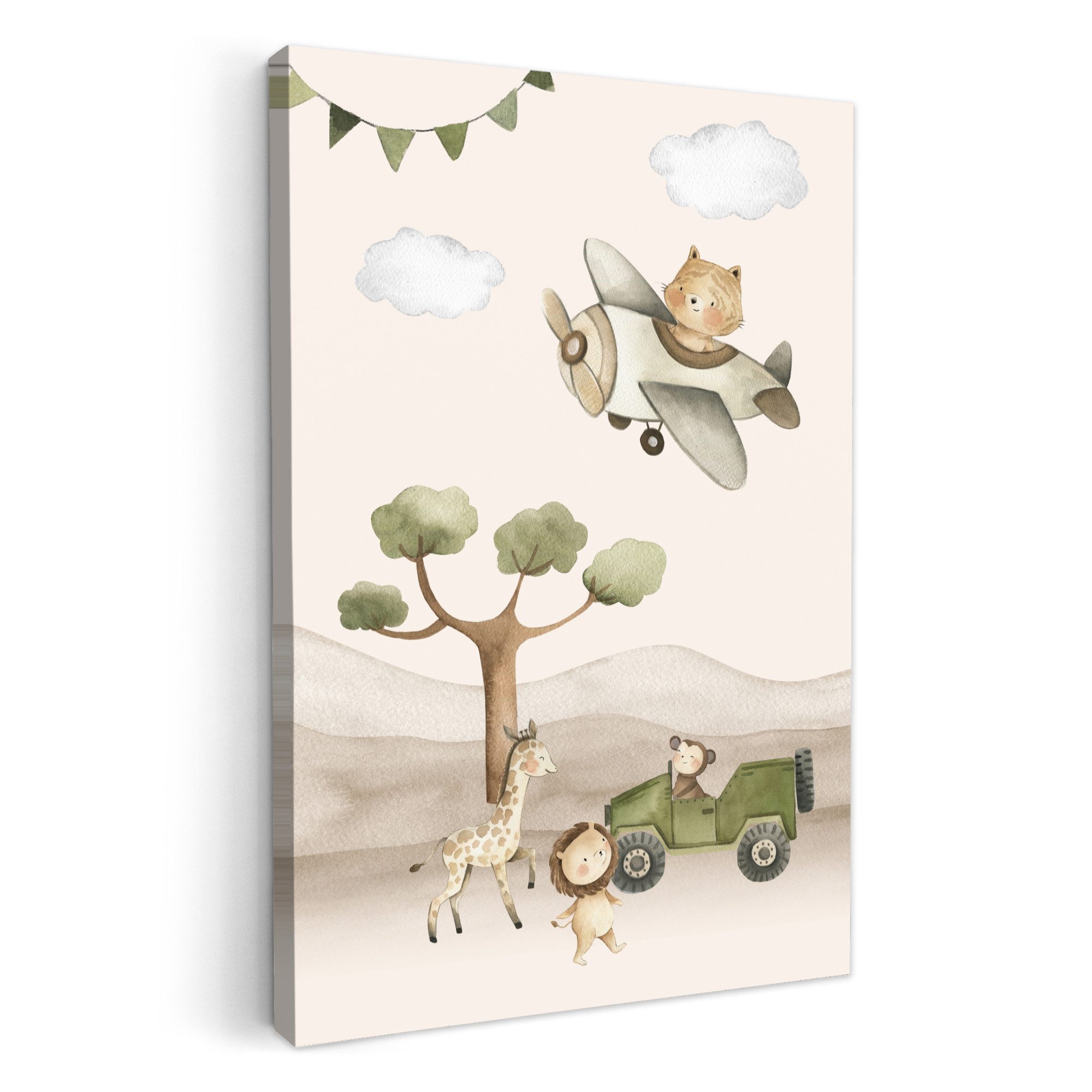 OneMillionCanvasses® Leinwandbild Wilde Tiere - Safari - Aquarell - Flugzeu günstig online kaufen