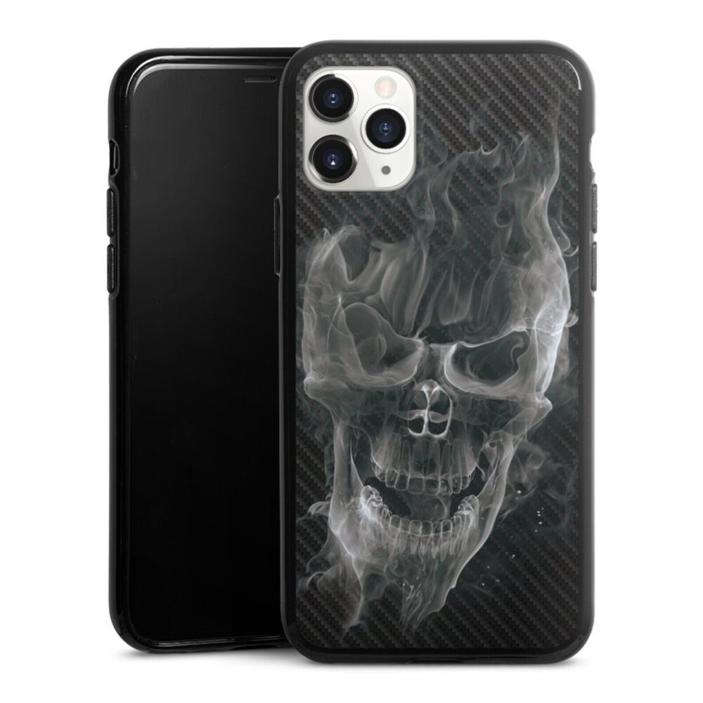 Handyhülle Totenkopf Schädel Carbon Smoke Skull Carbon