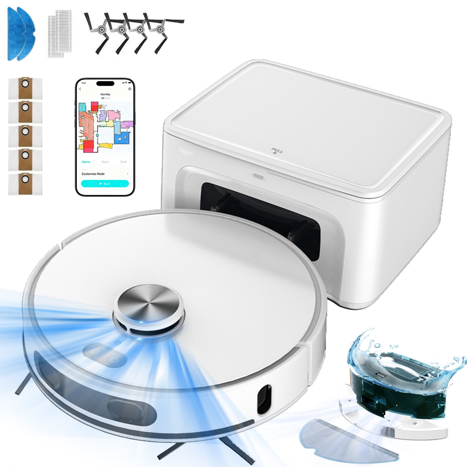 Ruzava Saugroboter Saugroboter 8800 Pa 2026 Saugroboter mit Wischfunktion, 38 W, mit Beutel