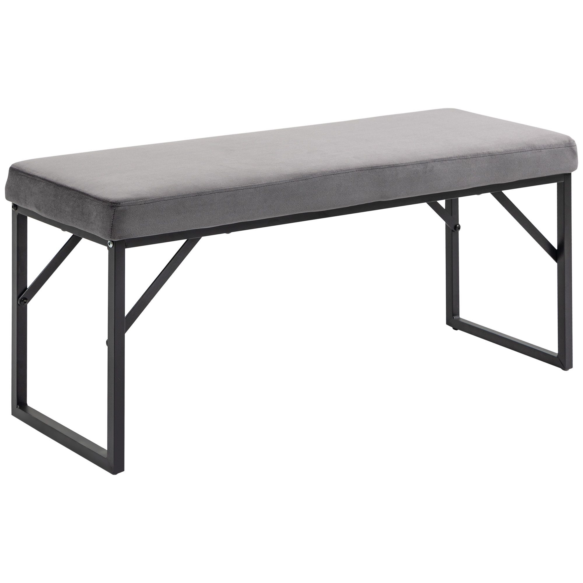 MC Star Polsterbank Samtoptik Sitzbank Bettbank Schminkbank Flurbank für Wohnzimmer (Schlafzimmer Dunkelgrau 115x46x49 cm)