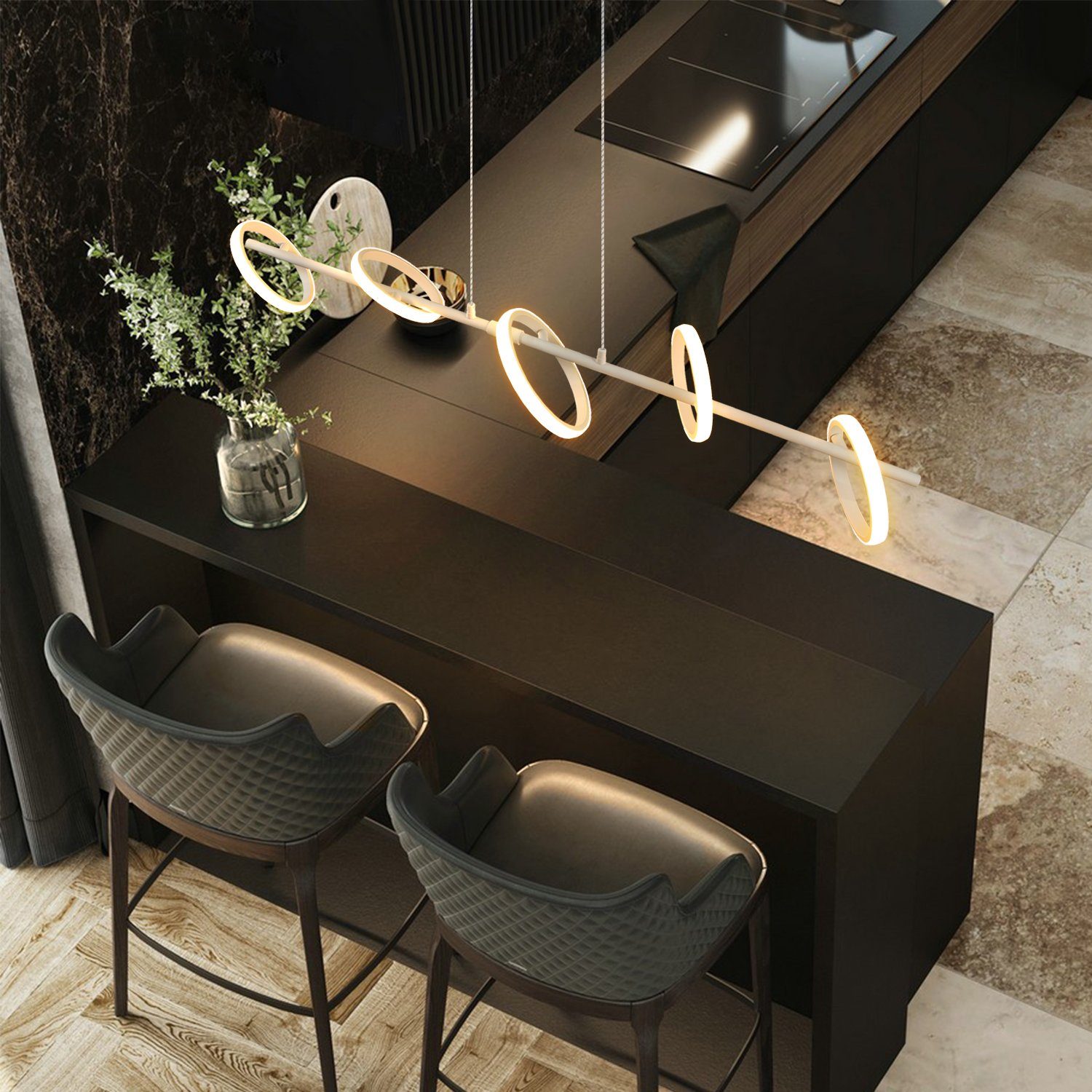 ZMH LED Pendelleuchte Modern Esstisch Drehbaren Abnehmbar Ringen Hängeleuch günstig online kaufen