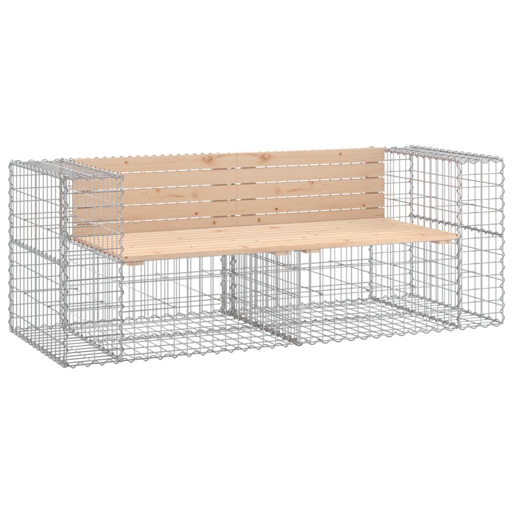 vidaXL Gartenbank Gartenbank aus Gabionen 184x71x65,5 cm Massivholz Kiefer (1-St)