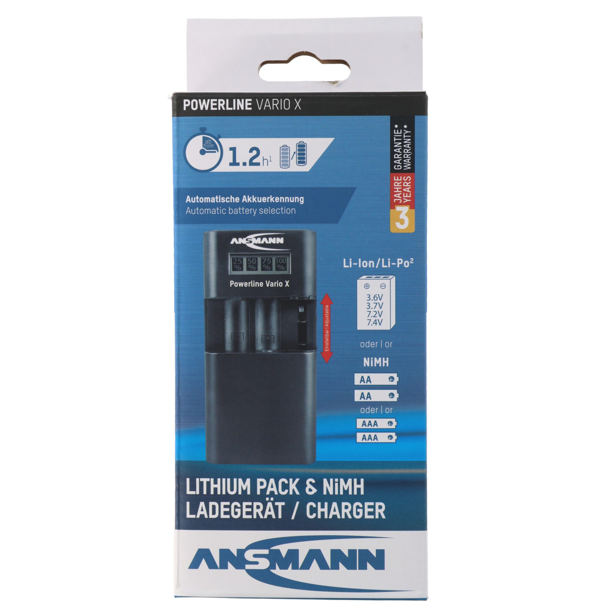 ANSMANN AG Universalladegerät Ansmann Powerline Vario mit verschiebbaren Ladekon Akku-Ladestation