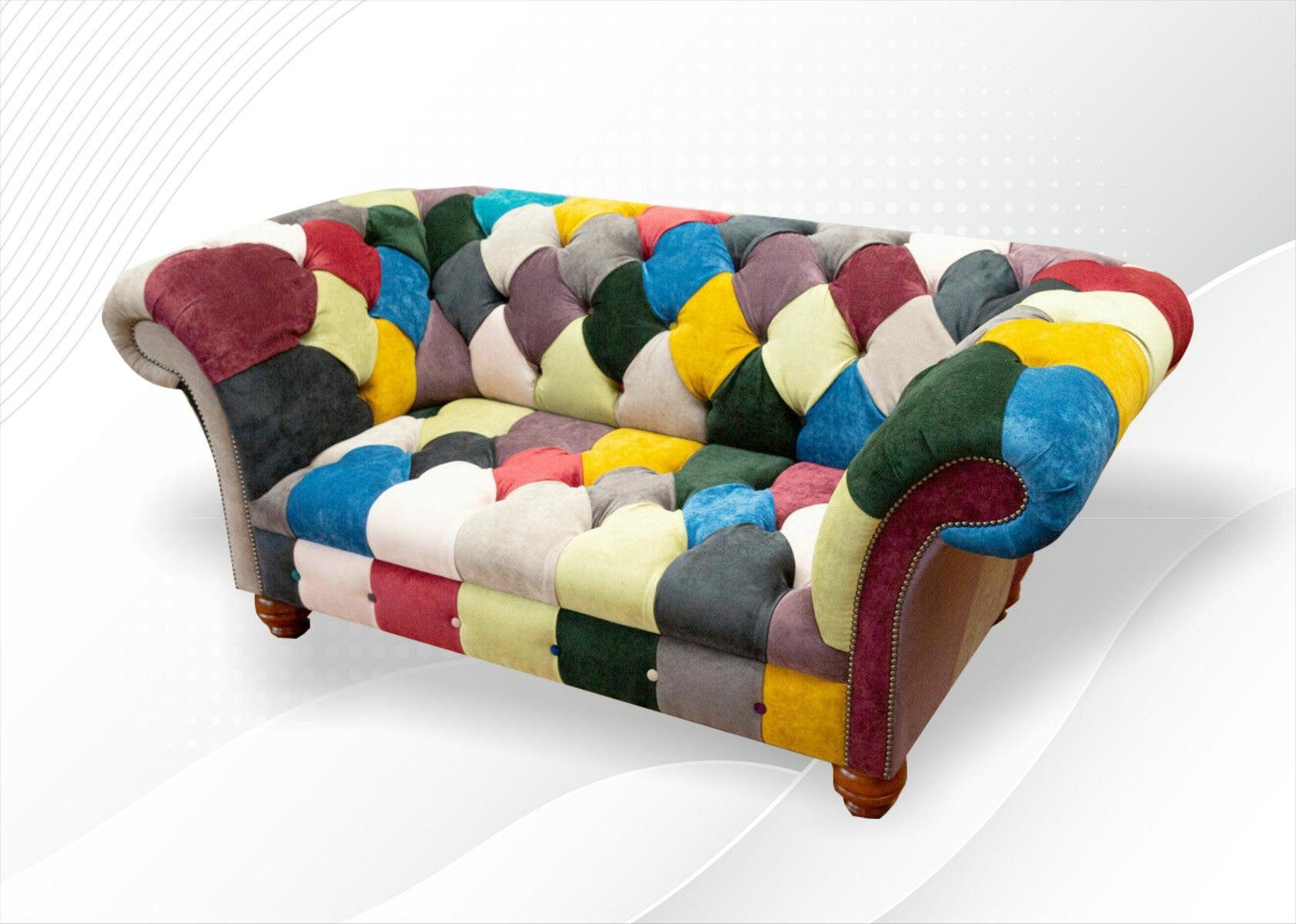 Stoffsofa Chesterfield-Sofa Made Chesterfield Polstermöbel, in JVmoebel Bunter Zweisitzer Europe