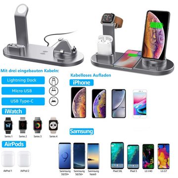 GelldG kabellose Ladestation, kompatibel mit AirPods/iPhone/iWatch Serie Wireless Charger (3000 mA, Packung, 1-tlg., Ladestation, Fast Charge)