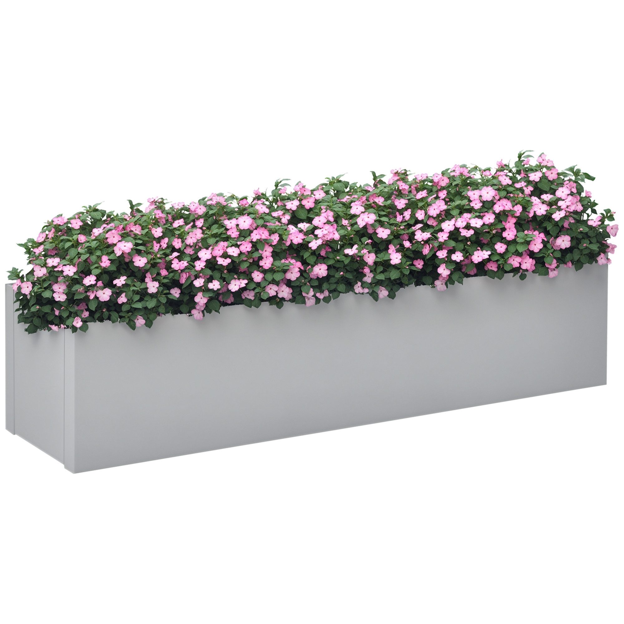 Outsunny Blumenkasten Pflanzkübel, Kräuterkübel mit Entwässerungsloch (Pflanzkasten, 1 St., Blumentopf), für Garten, Balkon, Grau