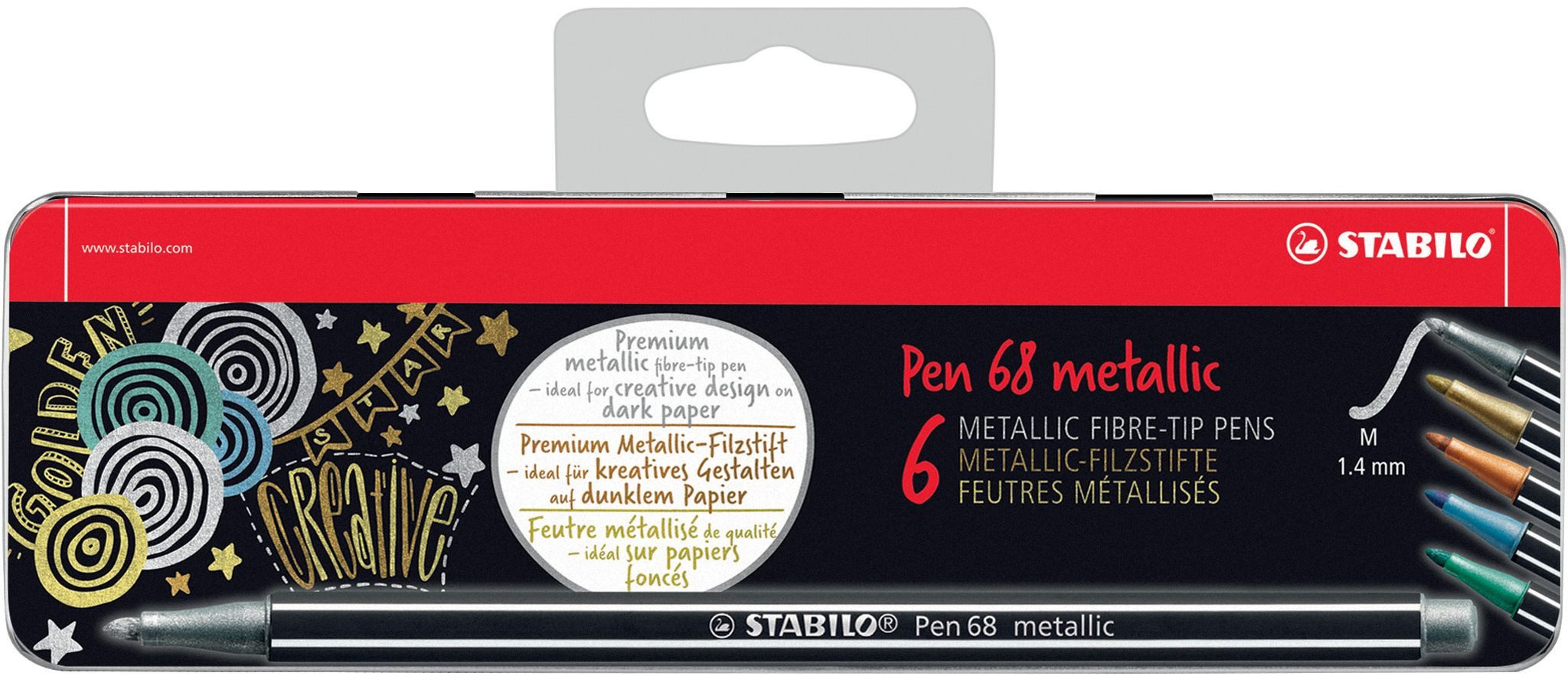 STABILO Malstift STABILO Pen 68 metallic 6er Metalletui mit Hängelasche