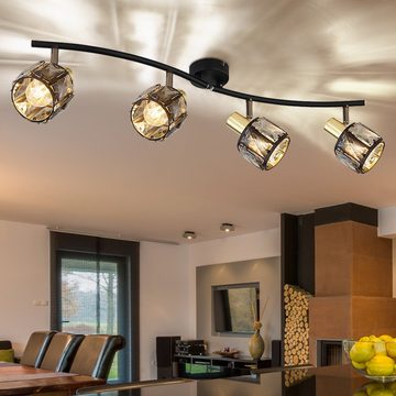 etc-shop LED Deckenleuchte, Leuchtmittel nicht inklusive, Deckenleuchte Wohnzimmerlampe Metall rauchfarben Spots verstellbar