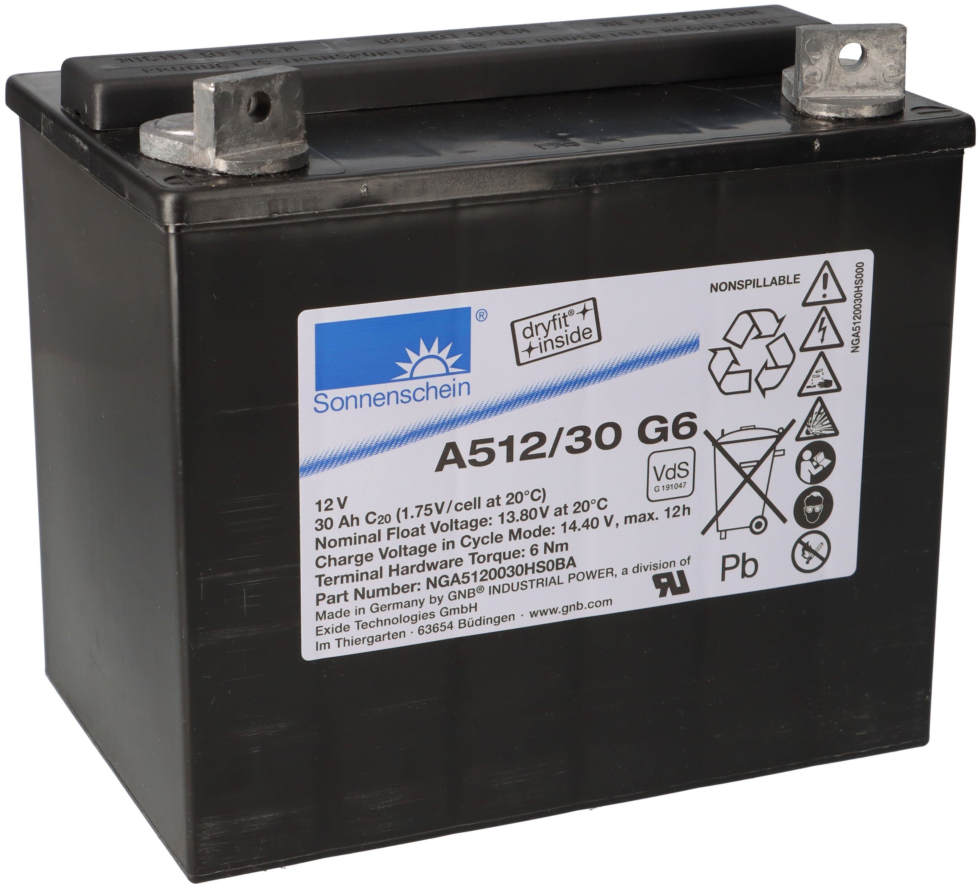 Exide Sonnenschein Bleigel Akku 12V 30Ah Dryfit A512/30G6 VdS Zulassung Bleiakkus