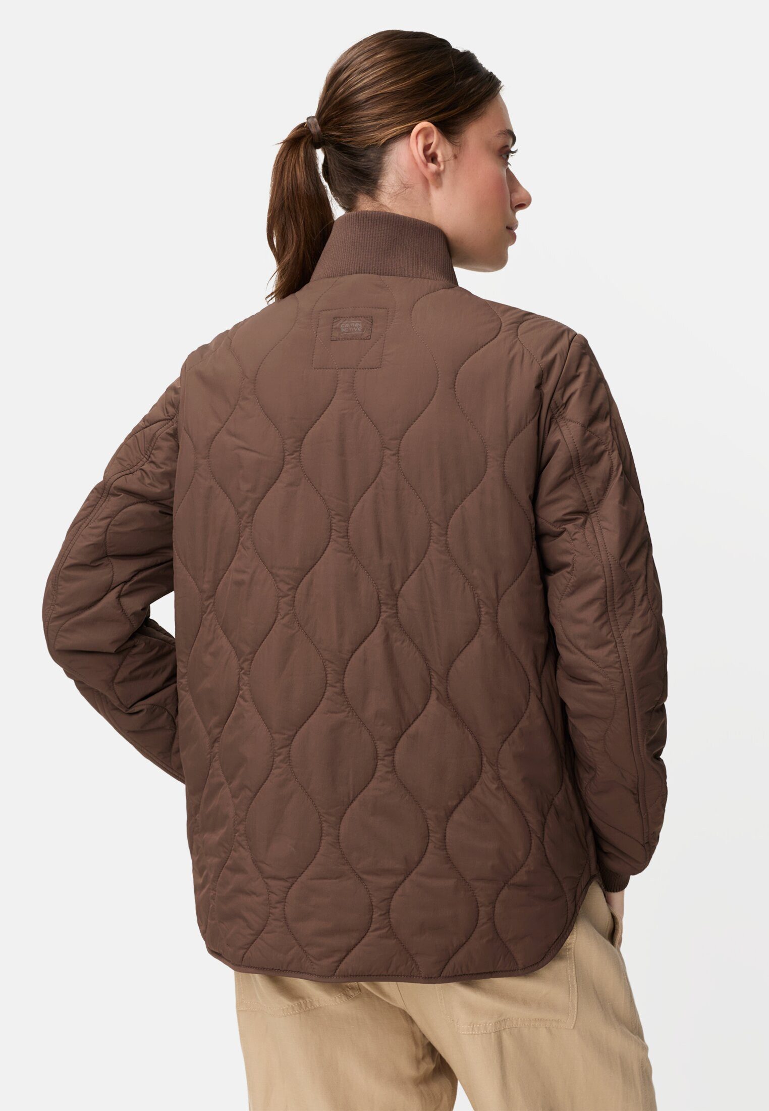 camel active Steppjacke mit Taschen Langarm Markenlabel