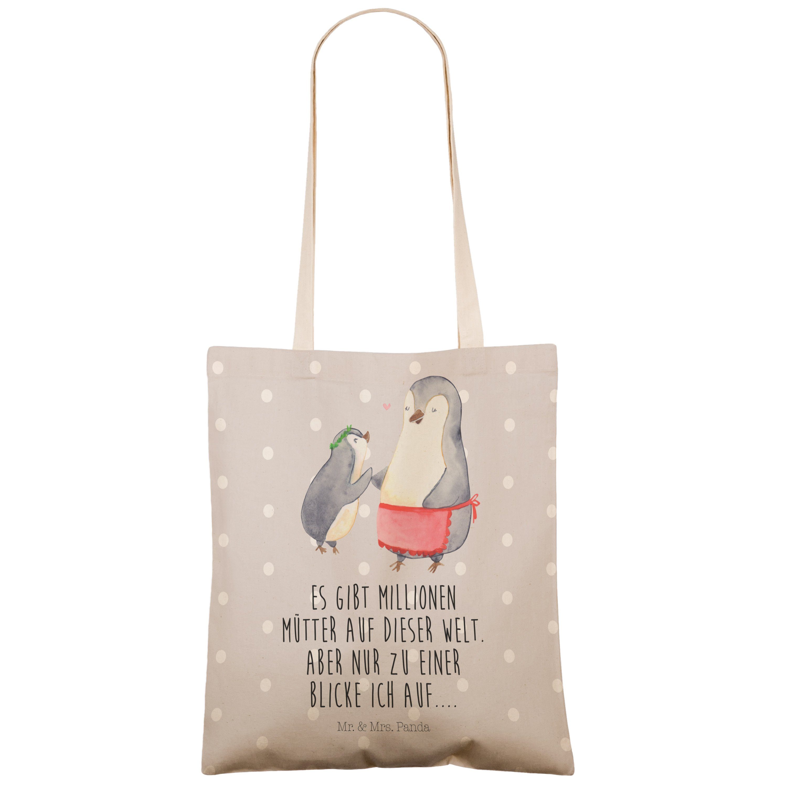 (1-tlg) mit Muttertag, Einkaufstasche Tragetasche Pinguin Panda & Mrs. Pastell Grau Mr. - Geschenk, Kind -