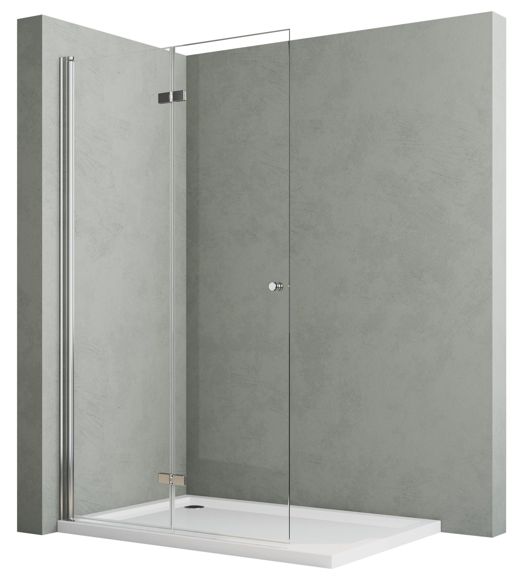 Hopibath Walk-in-Dusche Walk In Duschwand faltbar, Sicherheitsglas, (180° faltbar), Rechts-und Links montierbar
